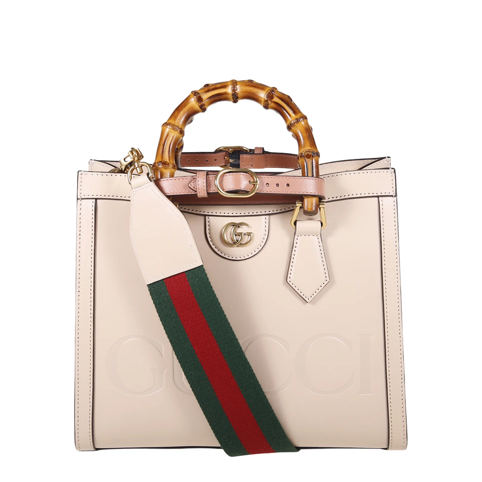 Diana Medium Leather Tote Bag - Beige - Image 4