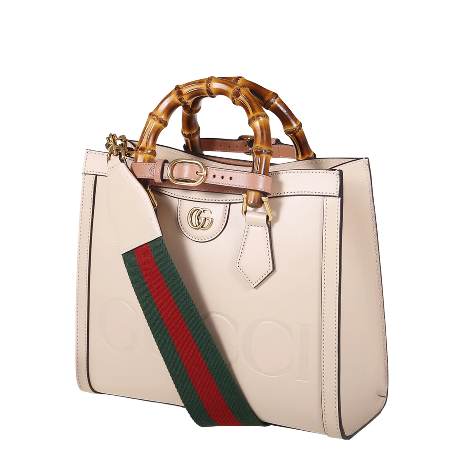 Diana Medium Leather Tote Bag - Beige - Image 5