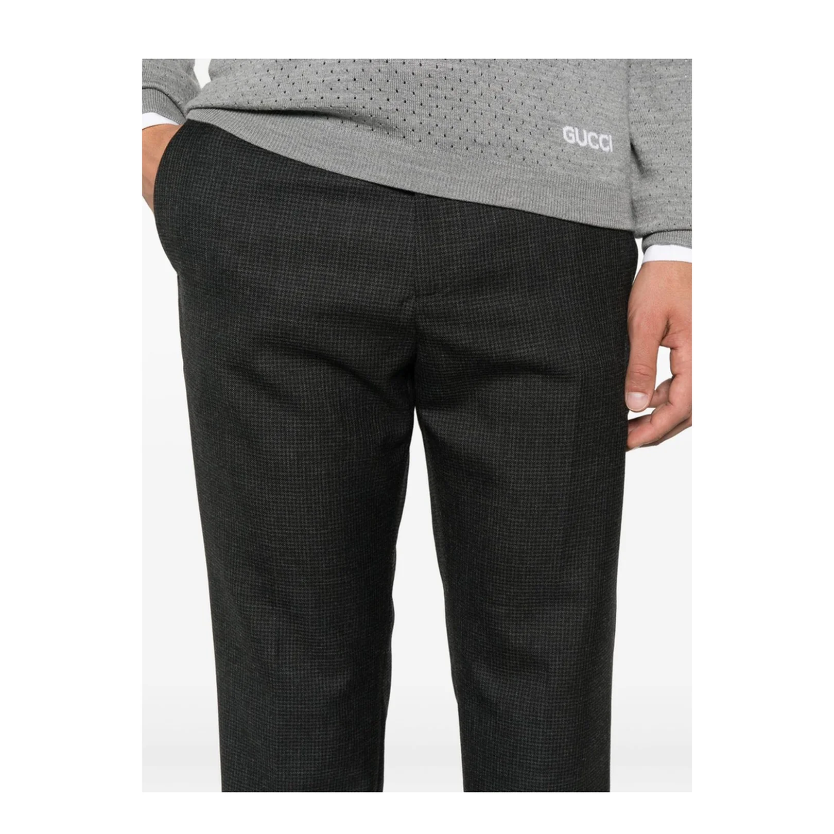 Houndstooth Wool Pant with Embroidery - Image 3