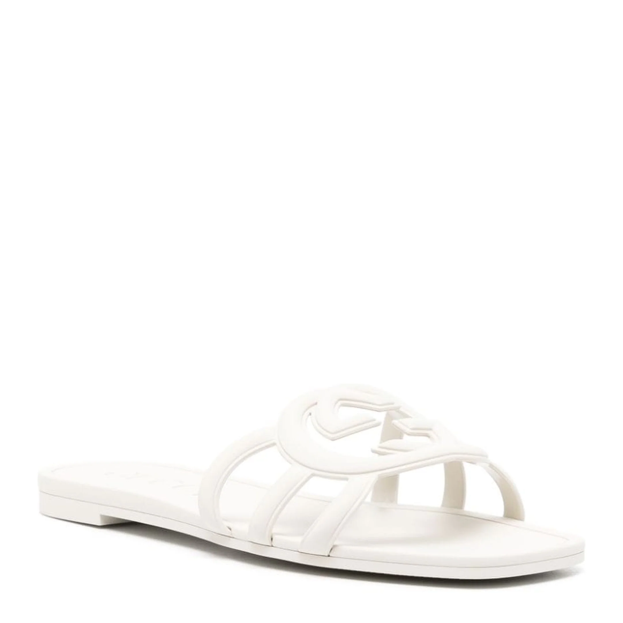 Interlocking G Slide Sandal in White Rubber - Image 2