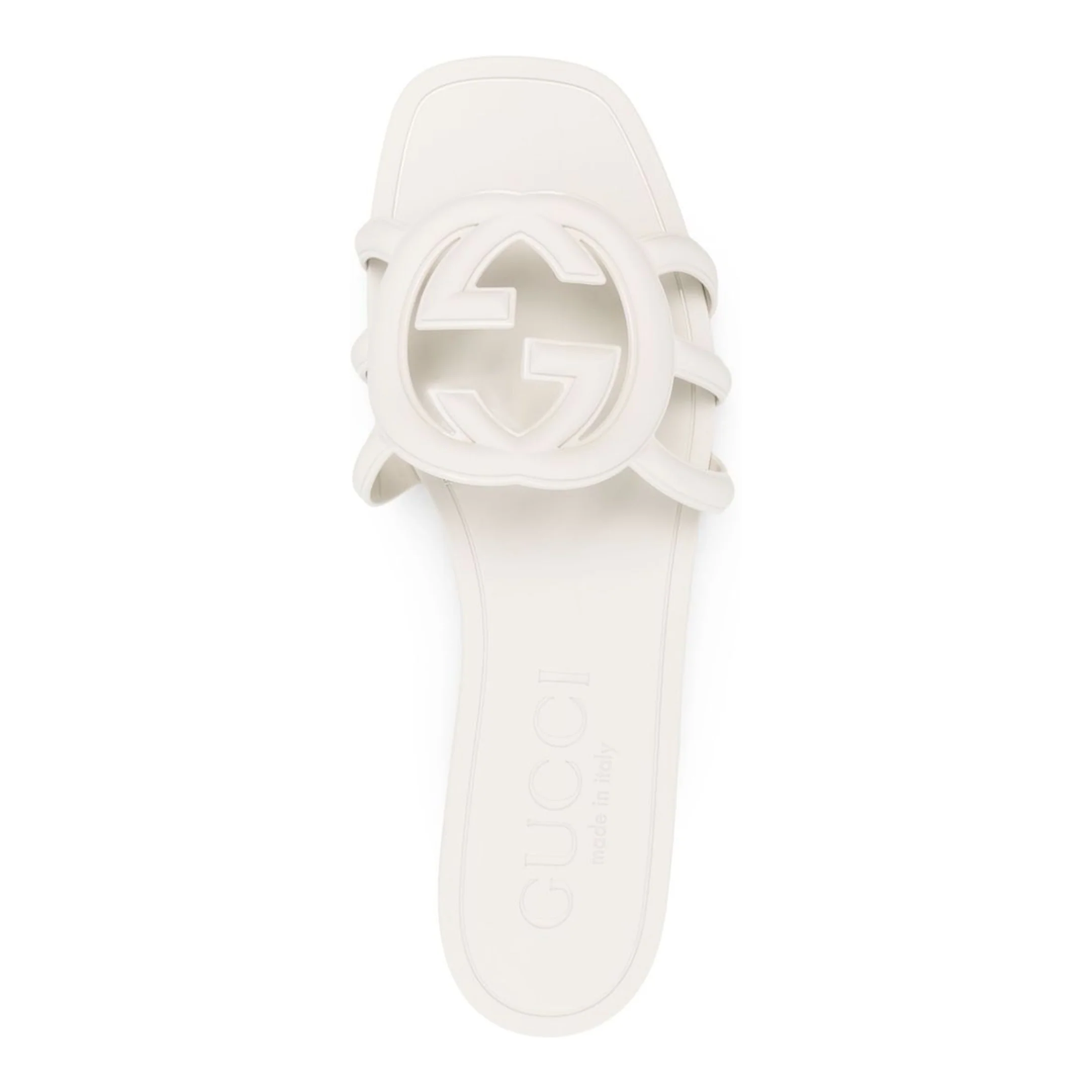 Interlocking G Slide Sandal in White Rubber - Image 3