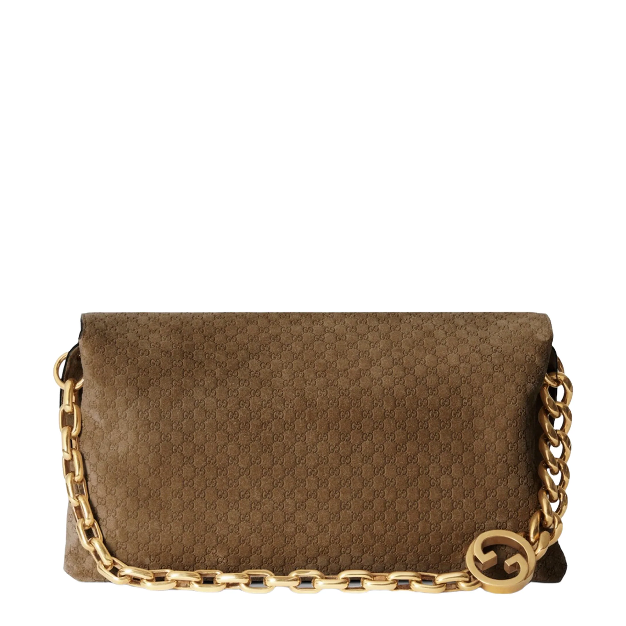 Large Shoulder Bag GG Suede Brown - Image 2