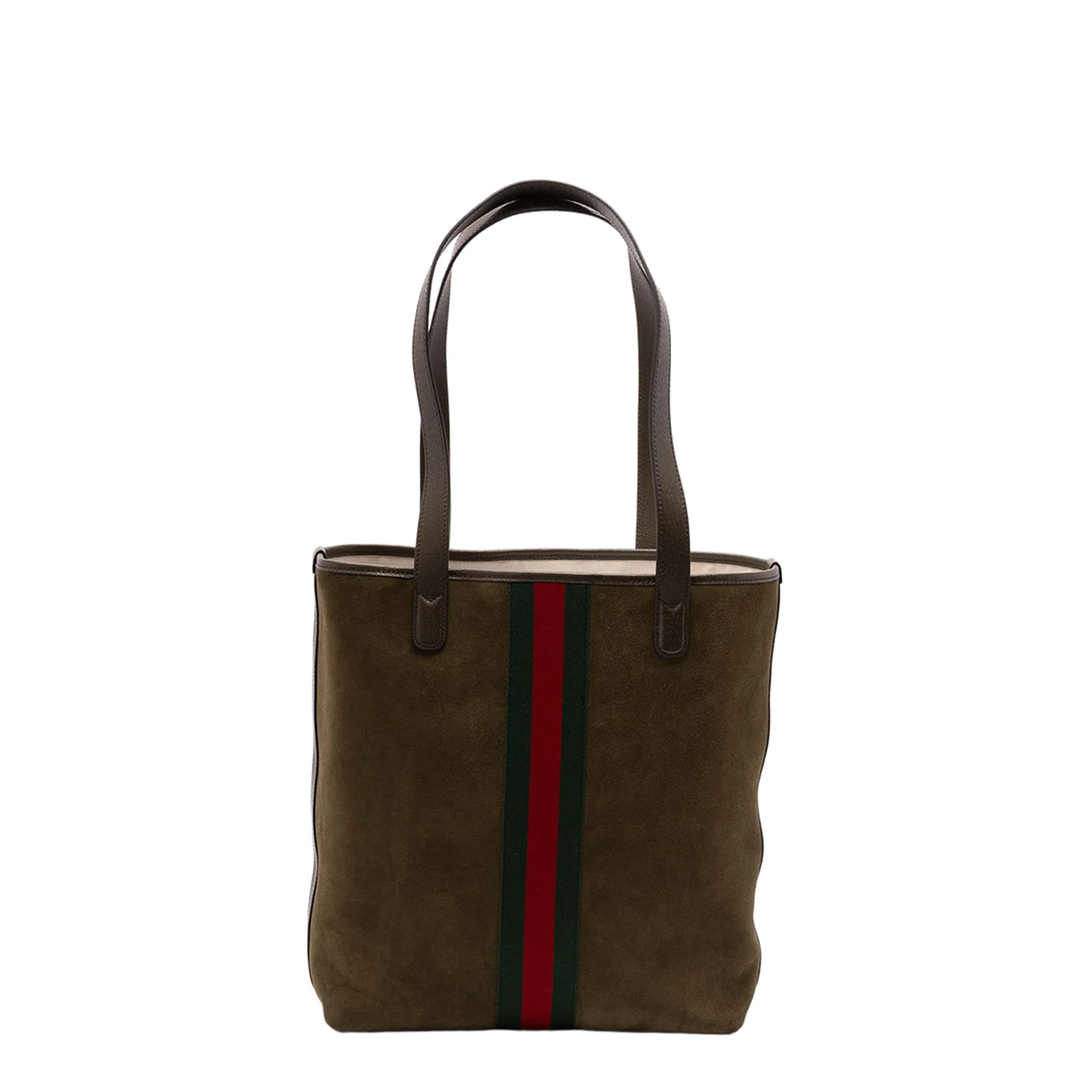 Ophidia Medium Tote Bag Dark Green Suede - Image 2
