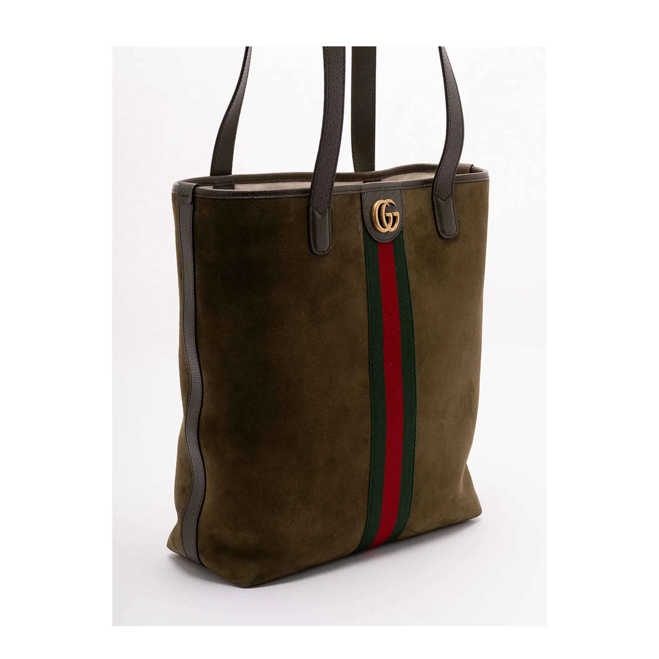 Ophidia Medium Tote Bag Dark Green Suede - Image 3
