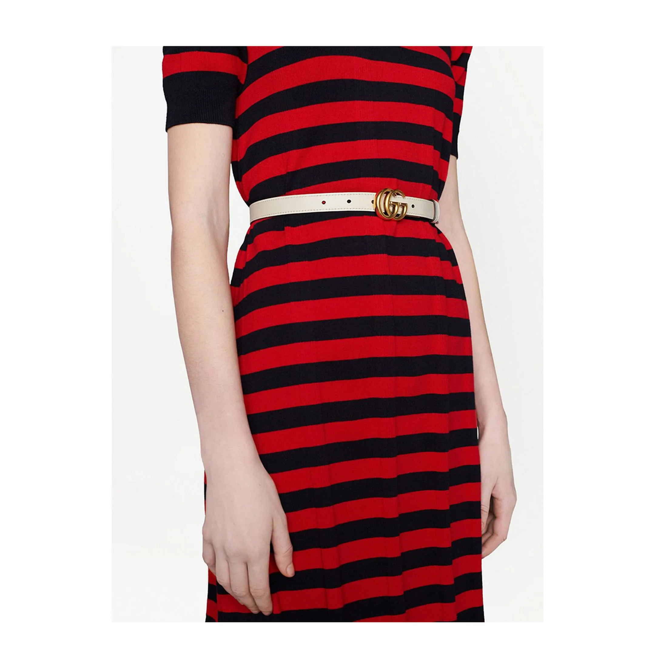 Reversible Thin Belt in White Leather - Image 5