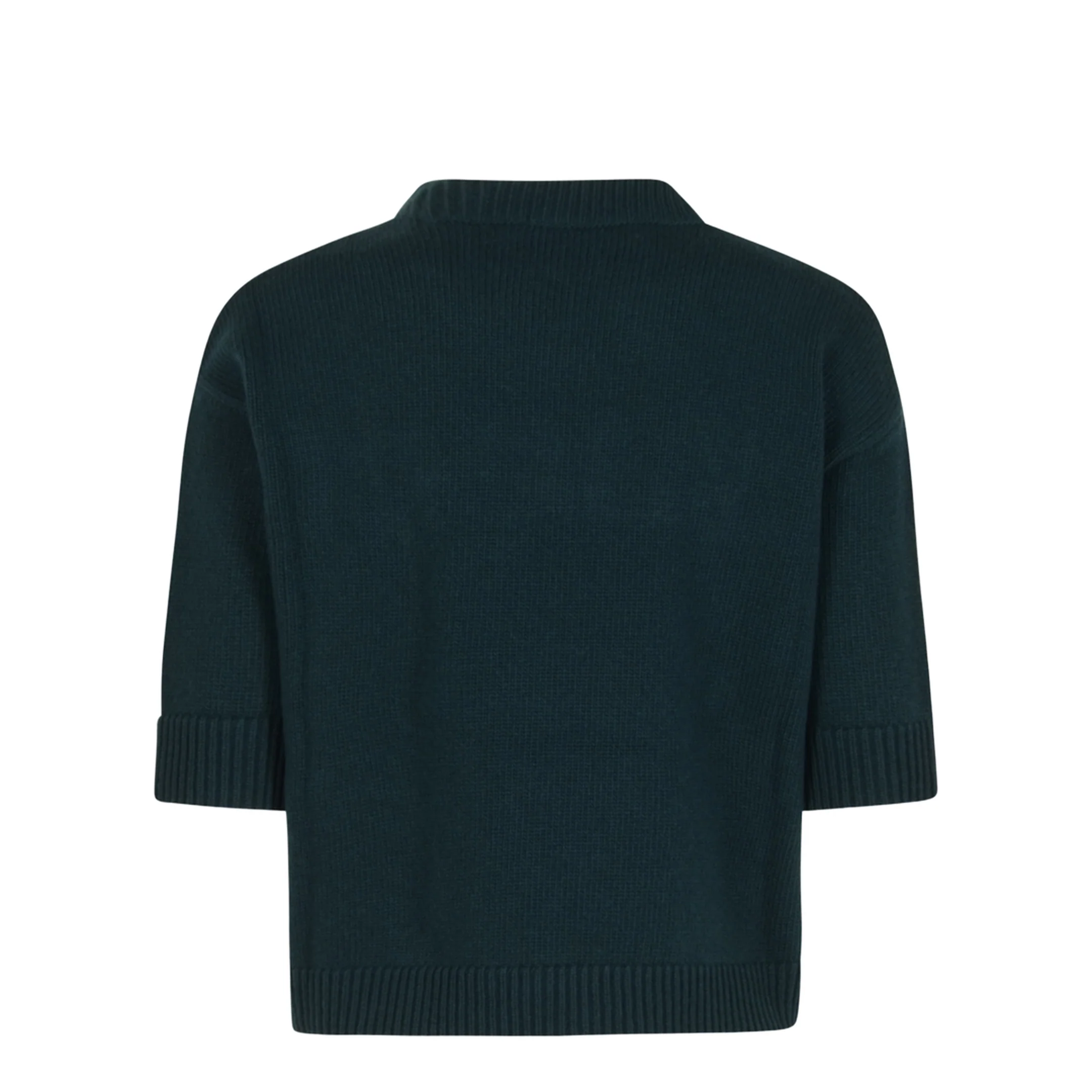 Soft Wool Top with Intarsia in Dark Green - Image 3