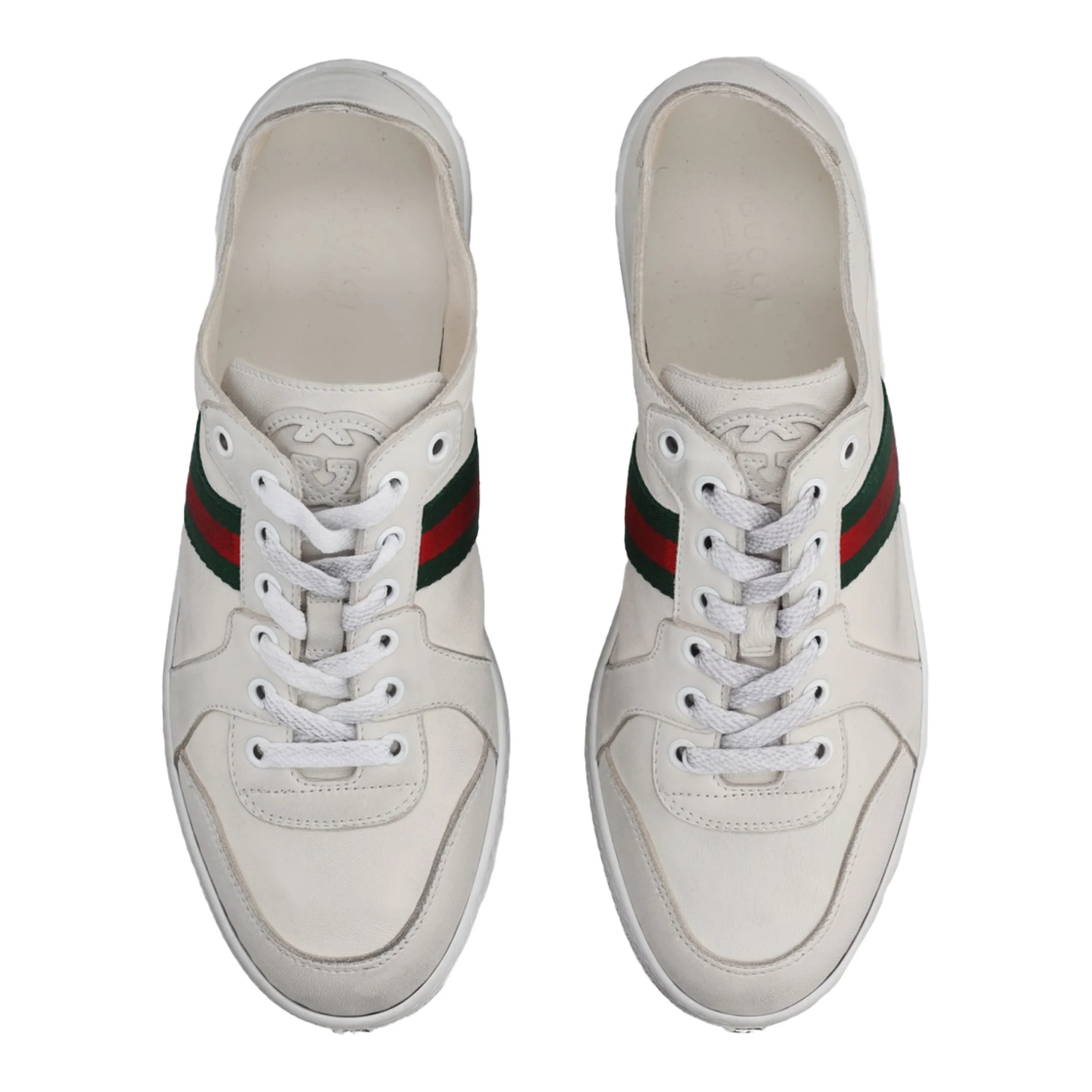 Stretch Low-Top Trainer in White Leather - Image 5