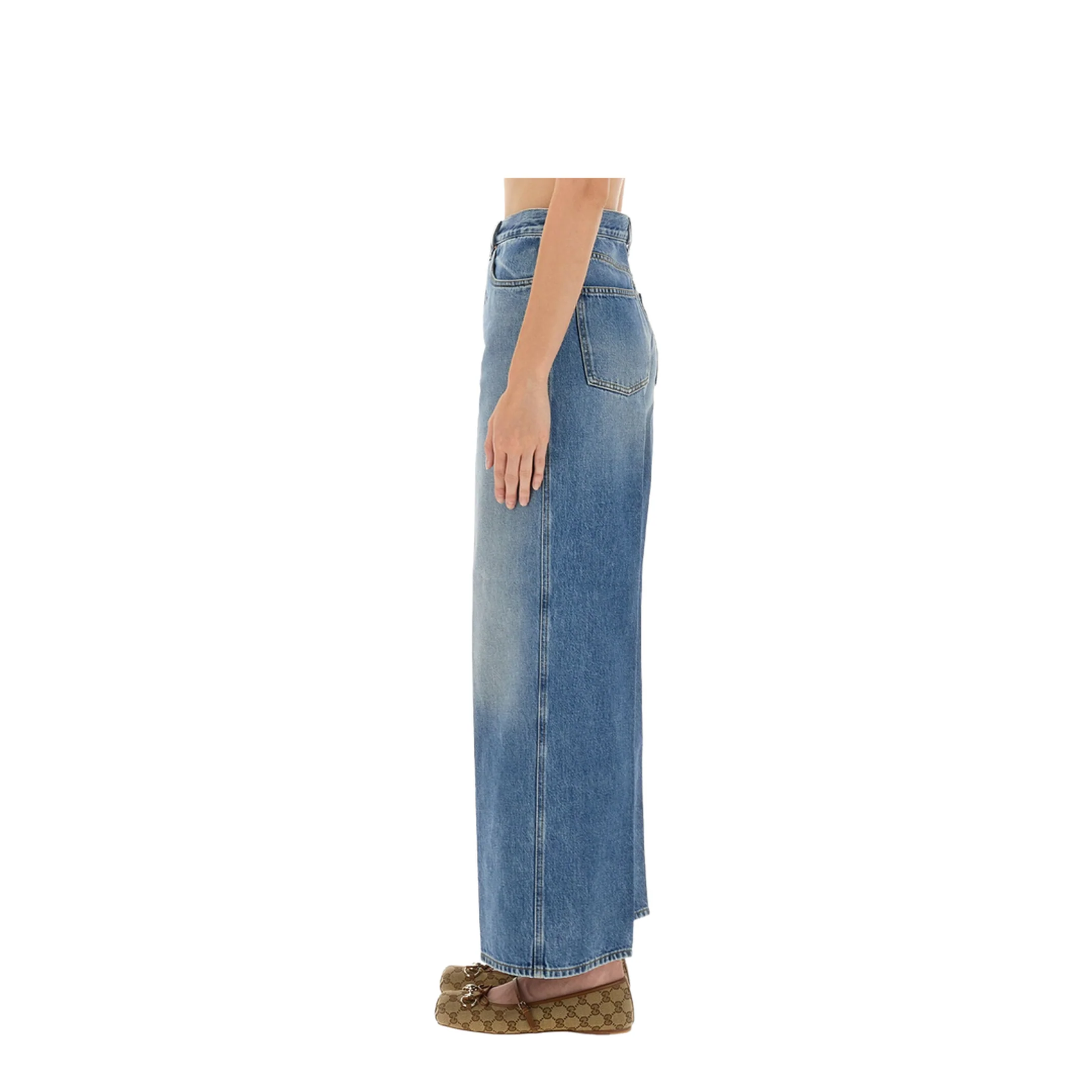 Wide Leg Denim Pants in Light Blue - Image 4