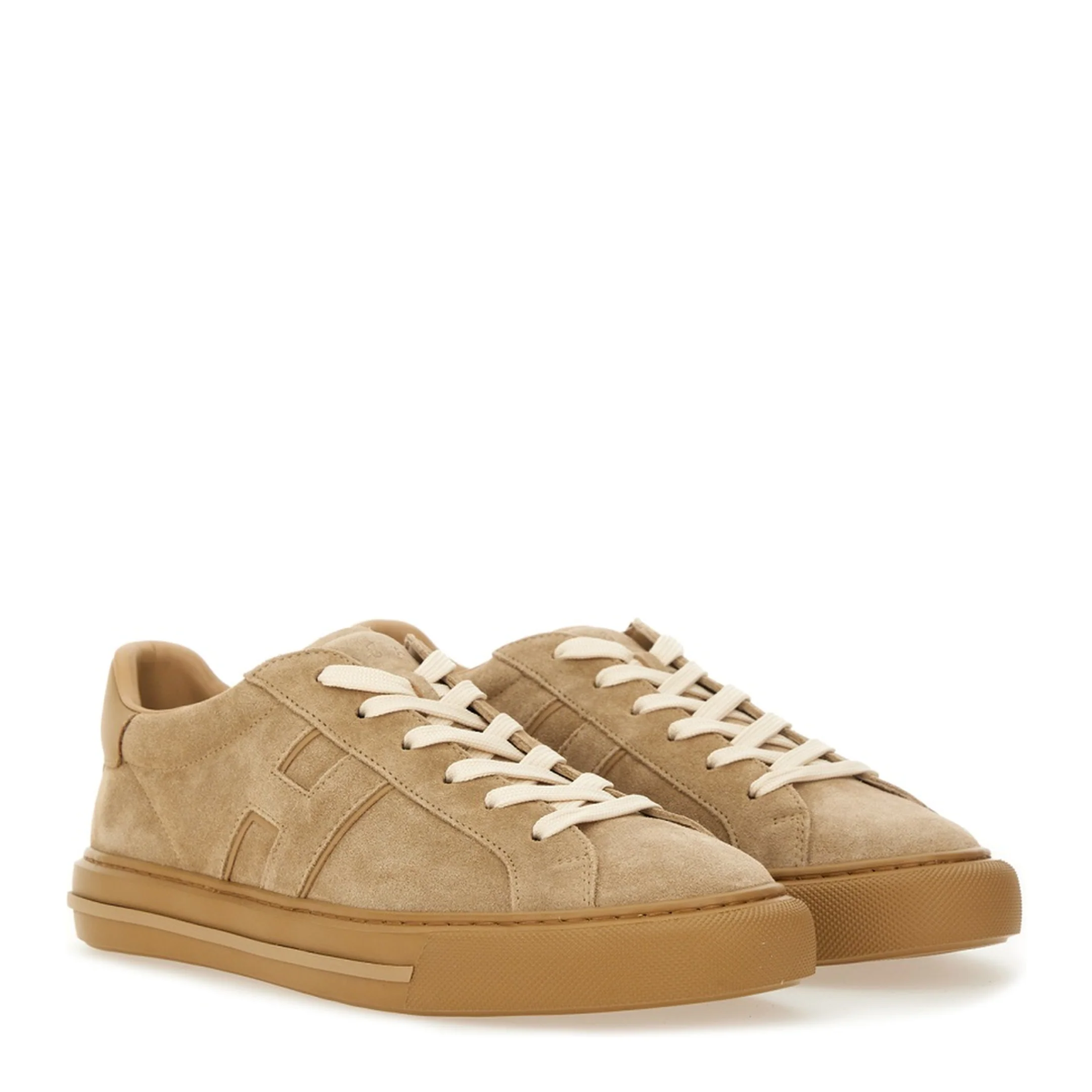Beige Front Lace-Up Fastening Sneakers - Image 2