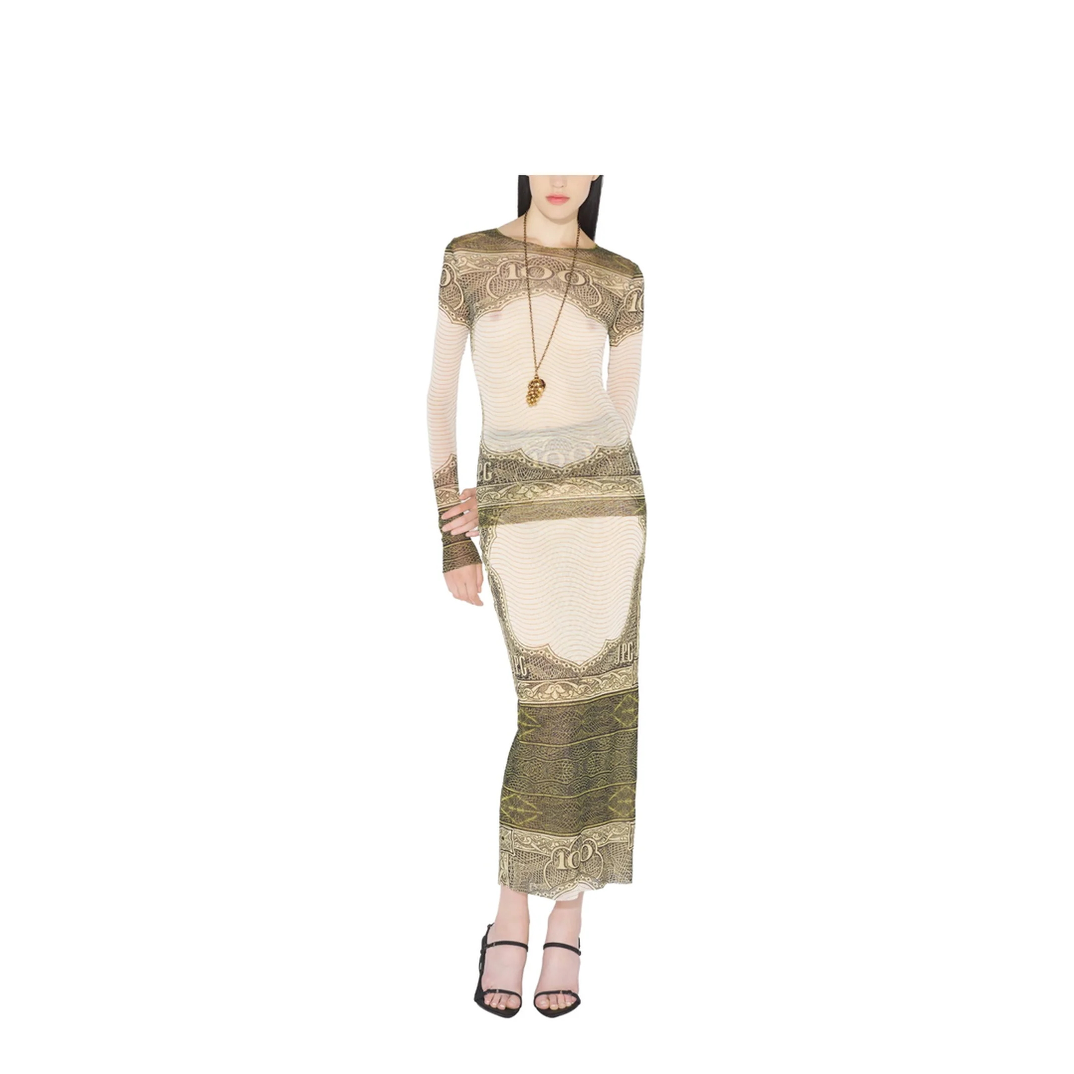 Long Skirt with Cartouche Print - Image 2