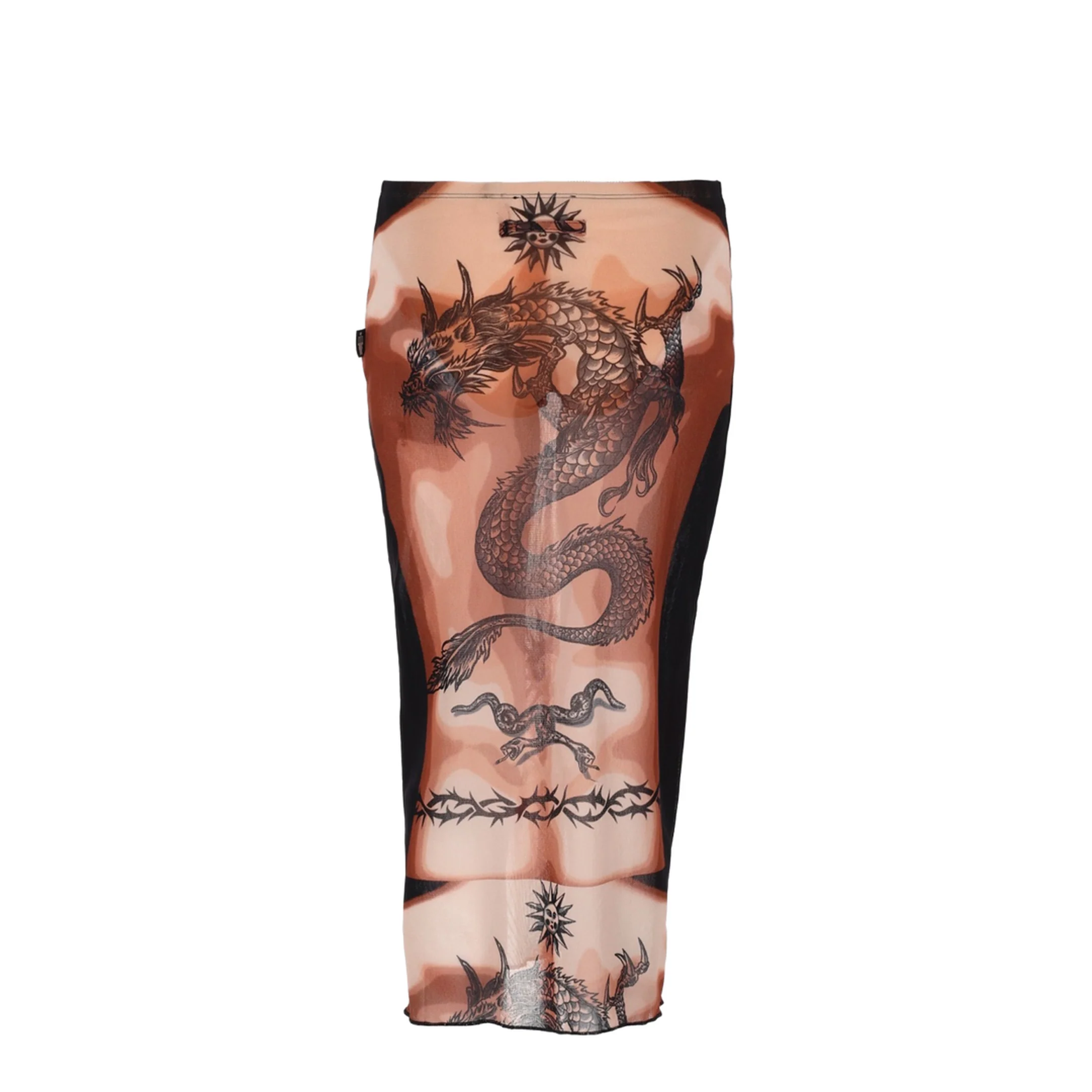 MIDI SKIRT WITH SAFE SEX TATTOO PRINT - Image 3
