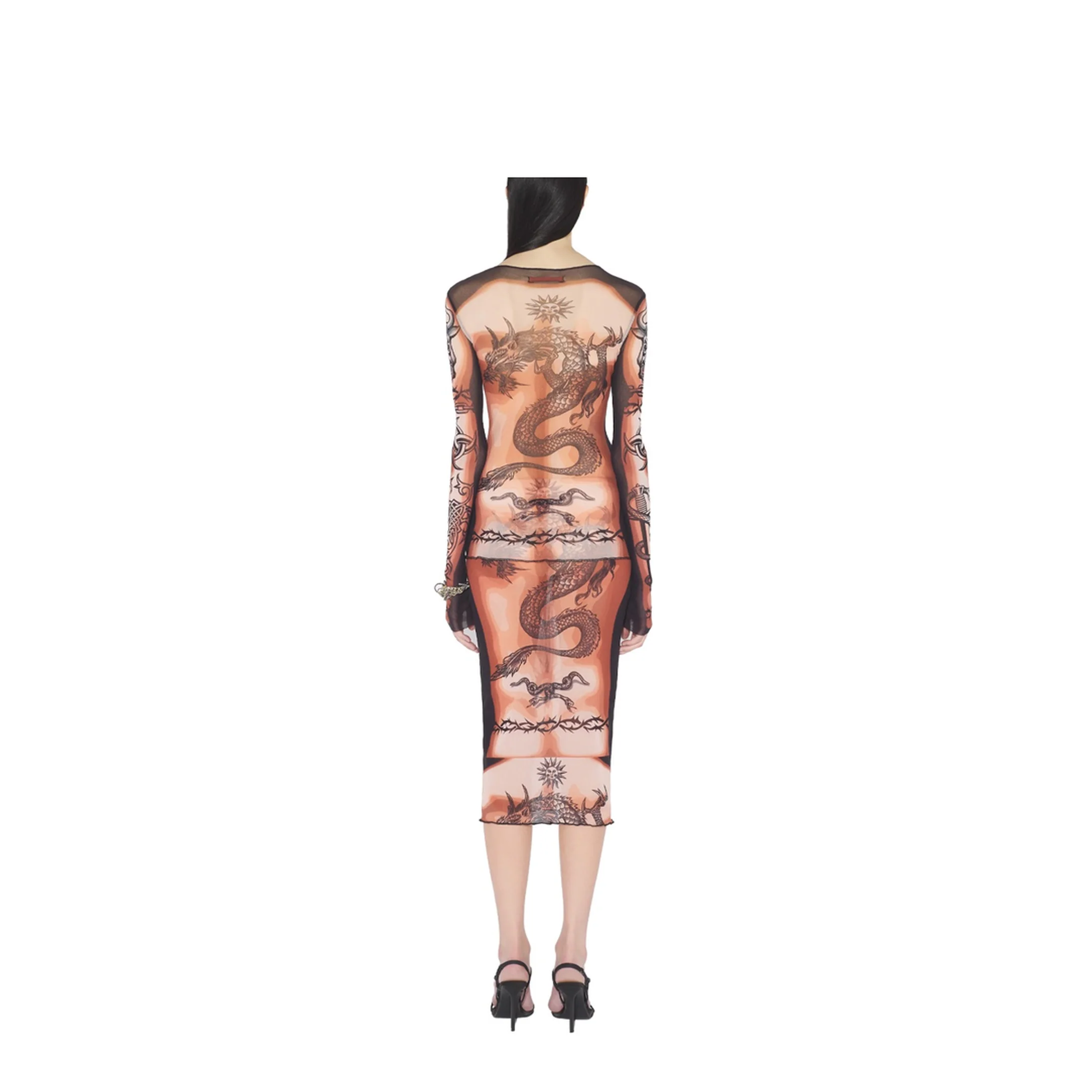MIDI SKIRT WITH SAFE SEX TATTOO PRINT - Image 4