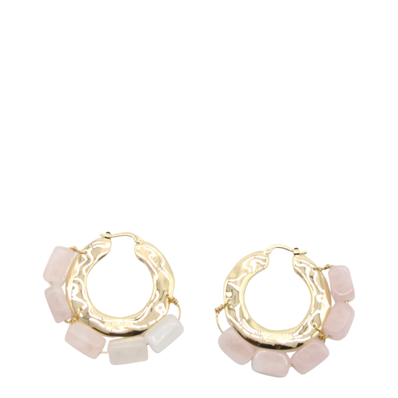 Brass Hoop Earrings with Jewels - Image 2