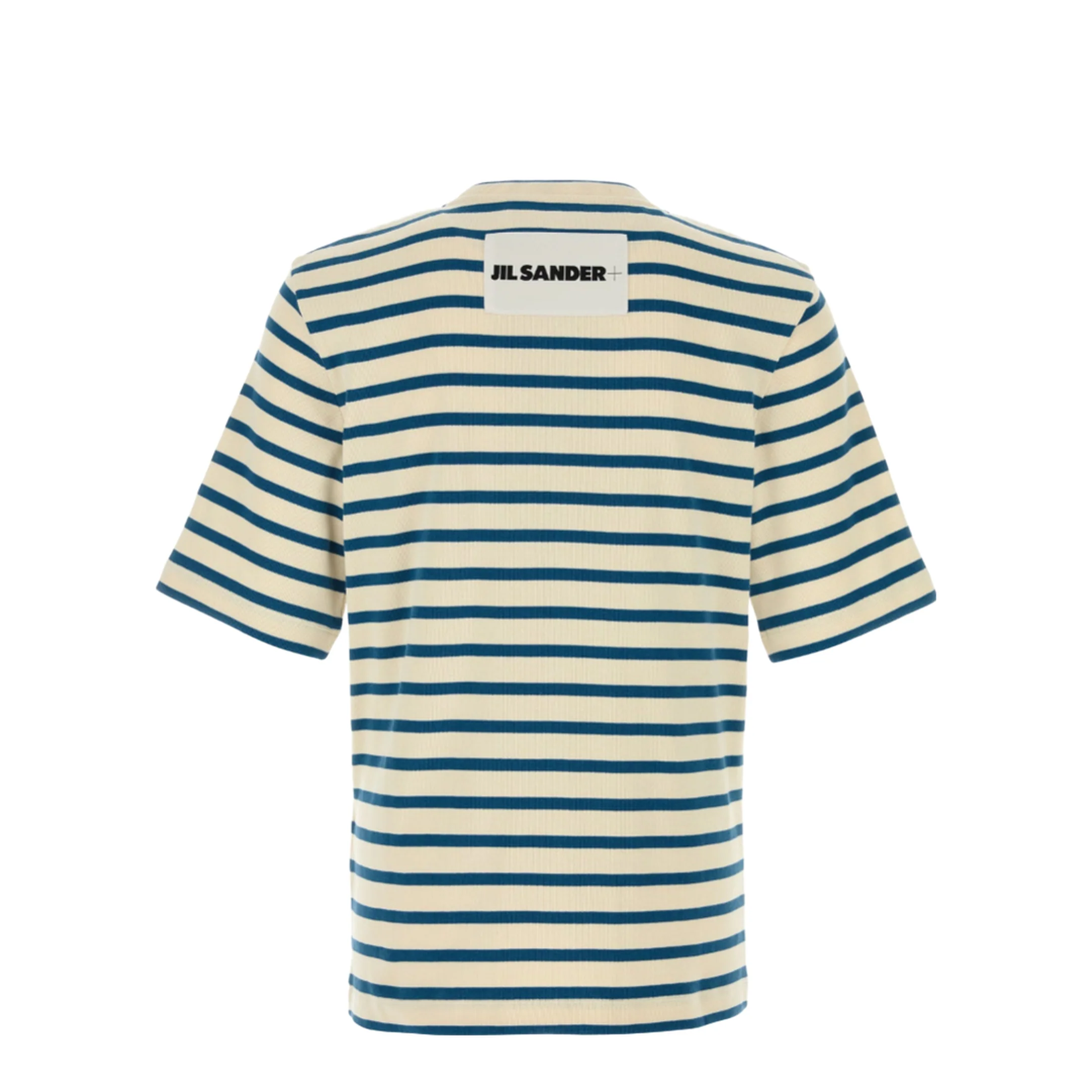 Striped Cotton T-Shirt - White/Blue - Image 2