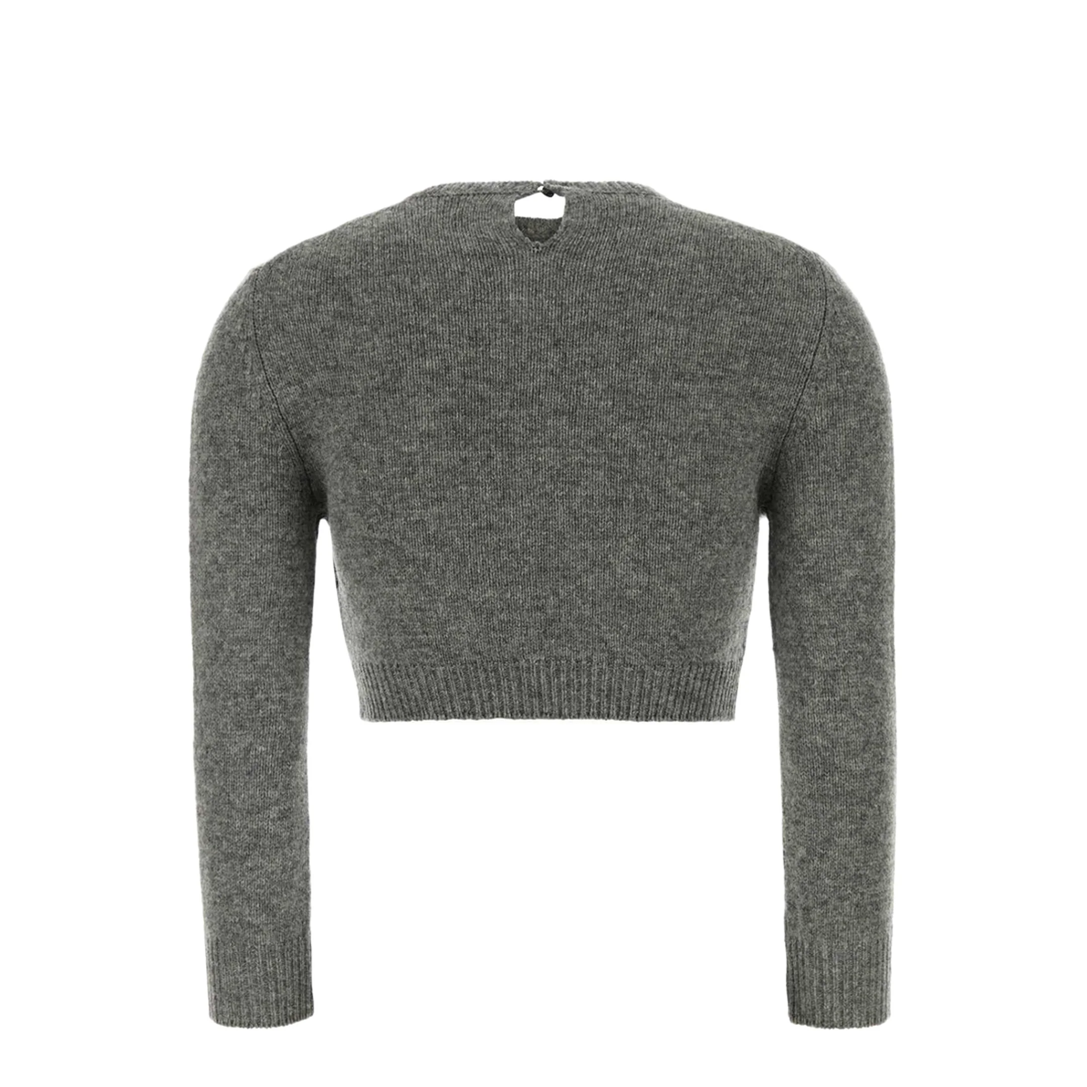 Grey Wool Blend Cropped Sweater - Image 2