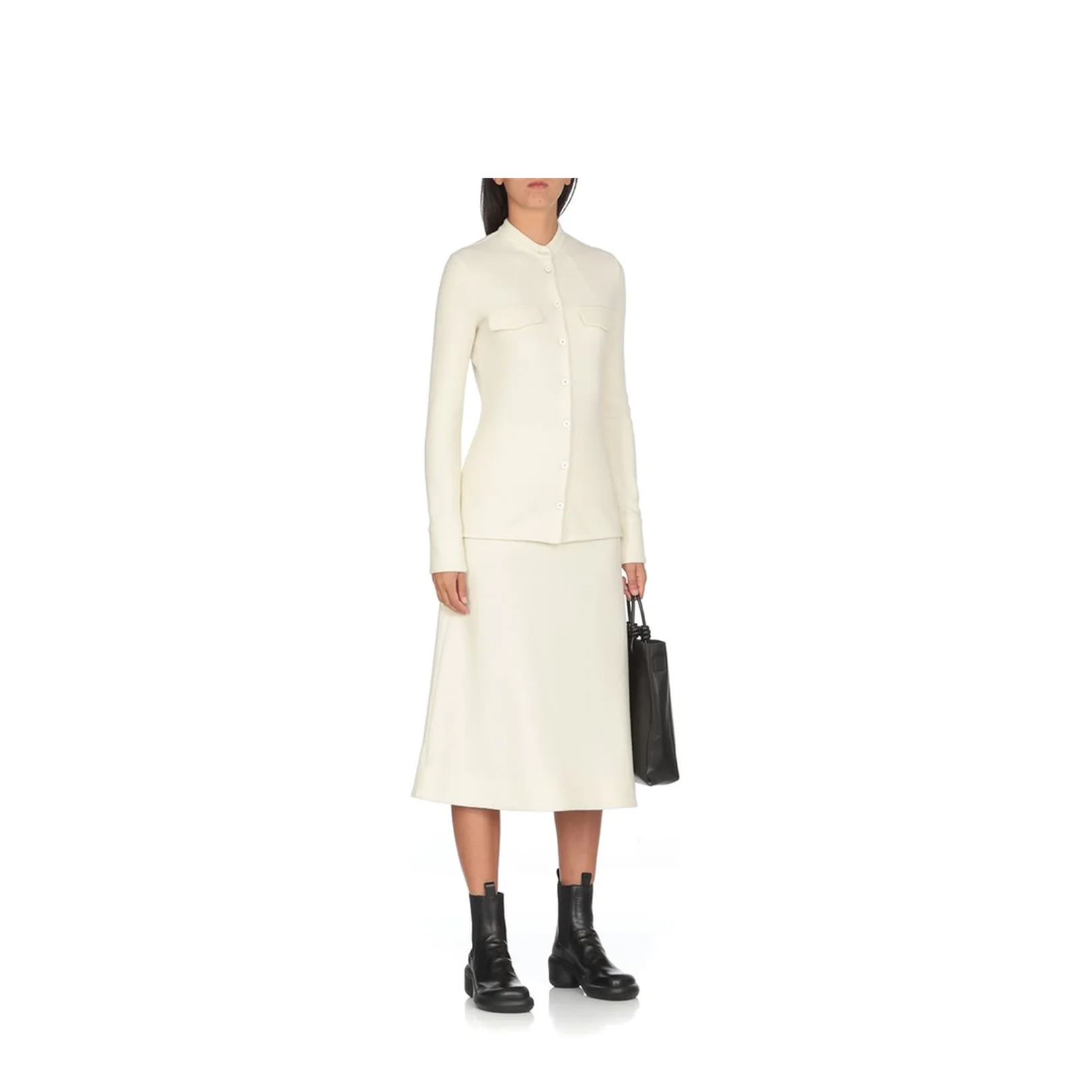 Ivory Stretch Wool Blend Shirt - Image 2