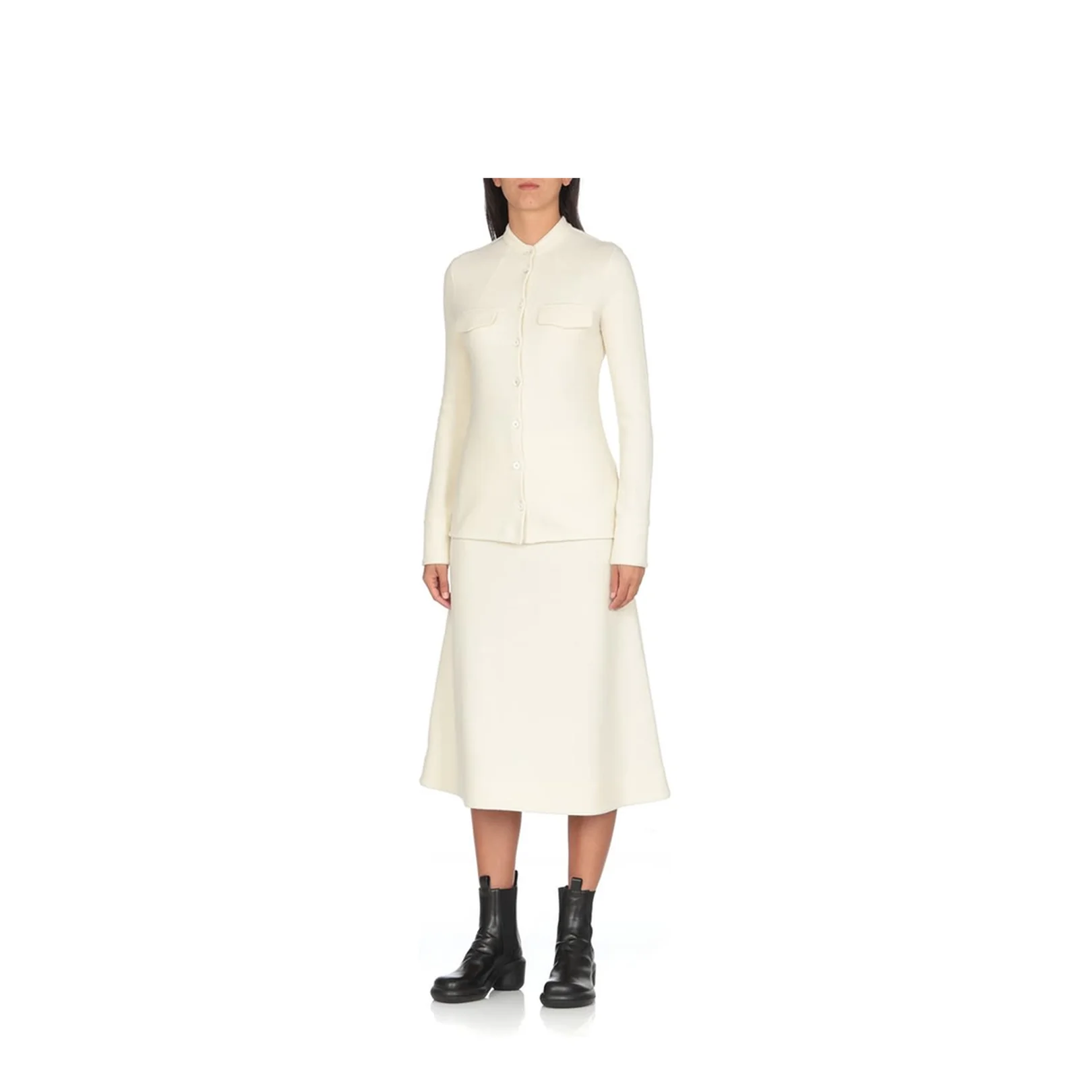 Ivory Stretch Wool Blend Shirt - Image 3