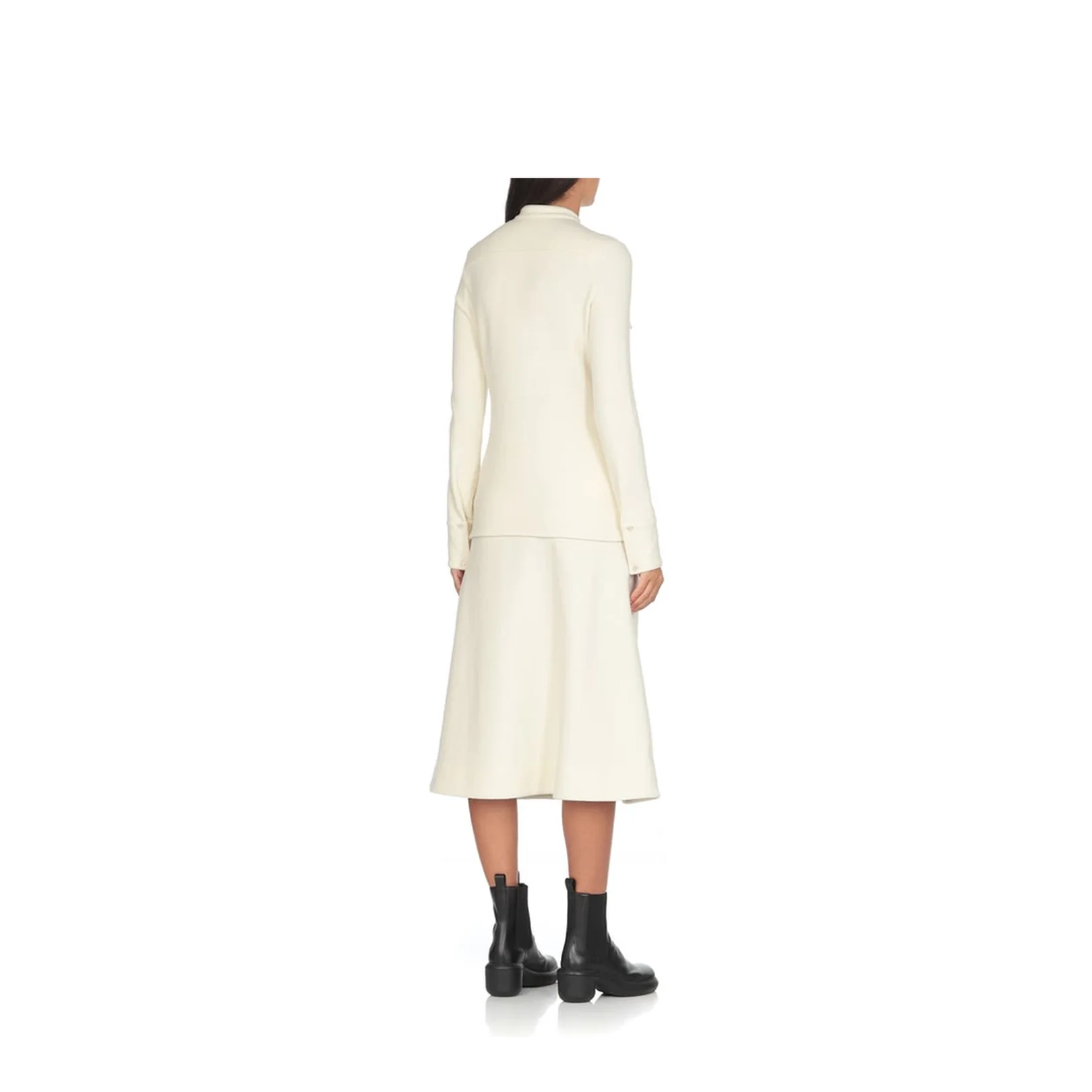Ivory Stretch Wool Blend Shirt - Image 4