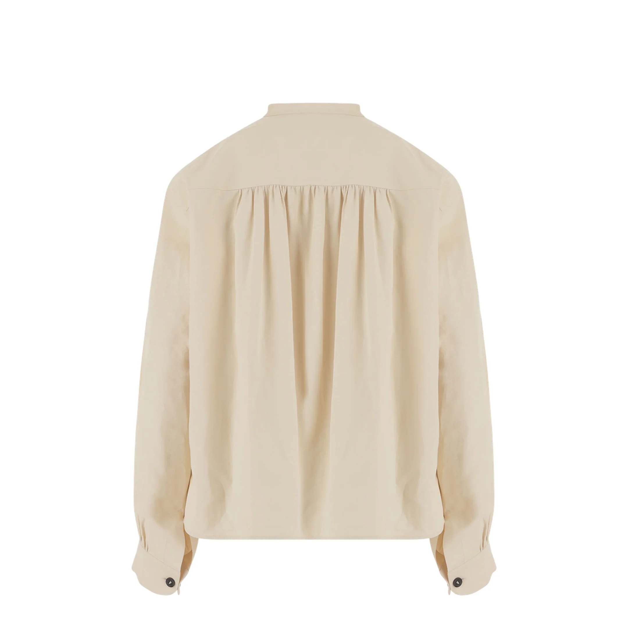 Pleated Linen Shirt Cream - Image 2