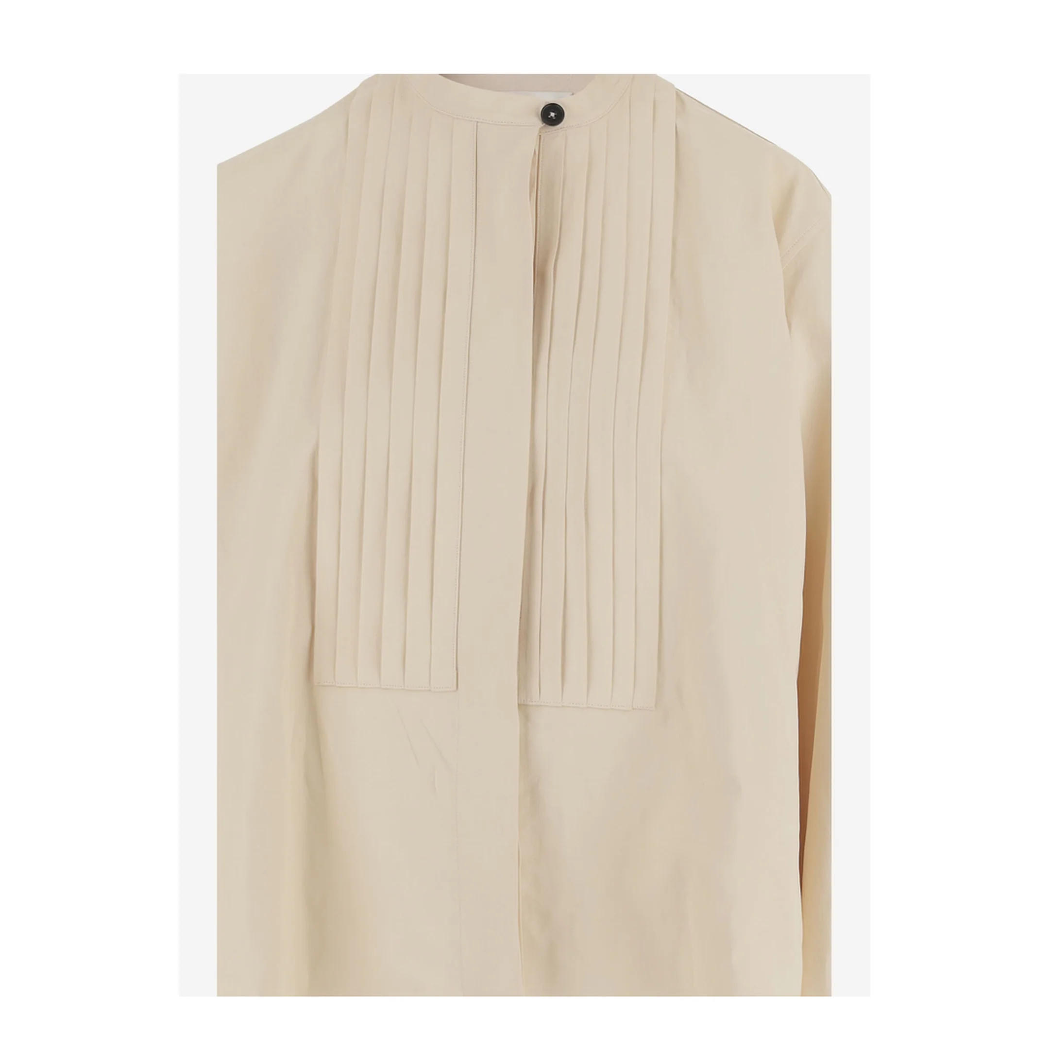 Pleated Linen Shirt Cream - Image 3