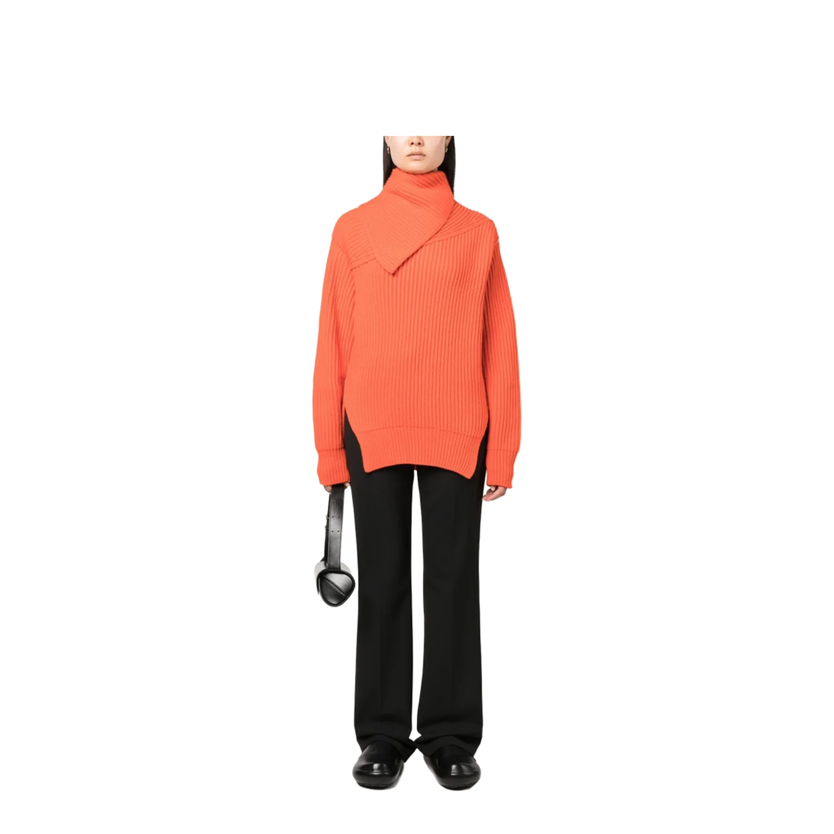 Long Sleeves Foulard Neck Cardigan Orange - Image 2