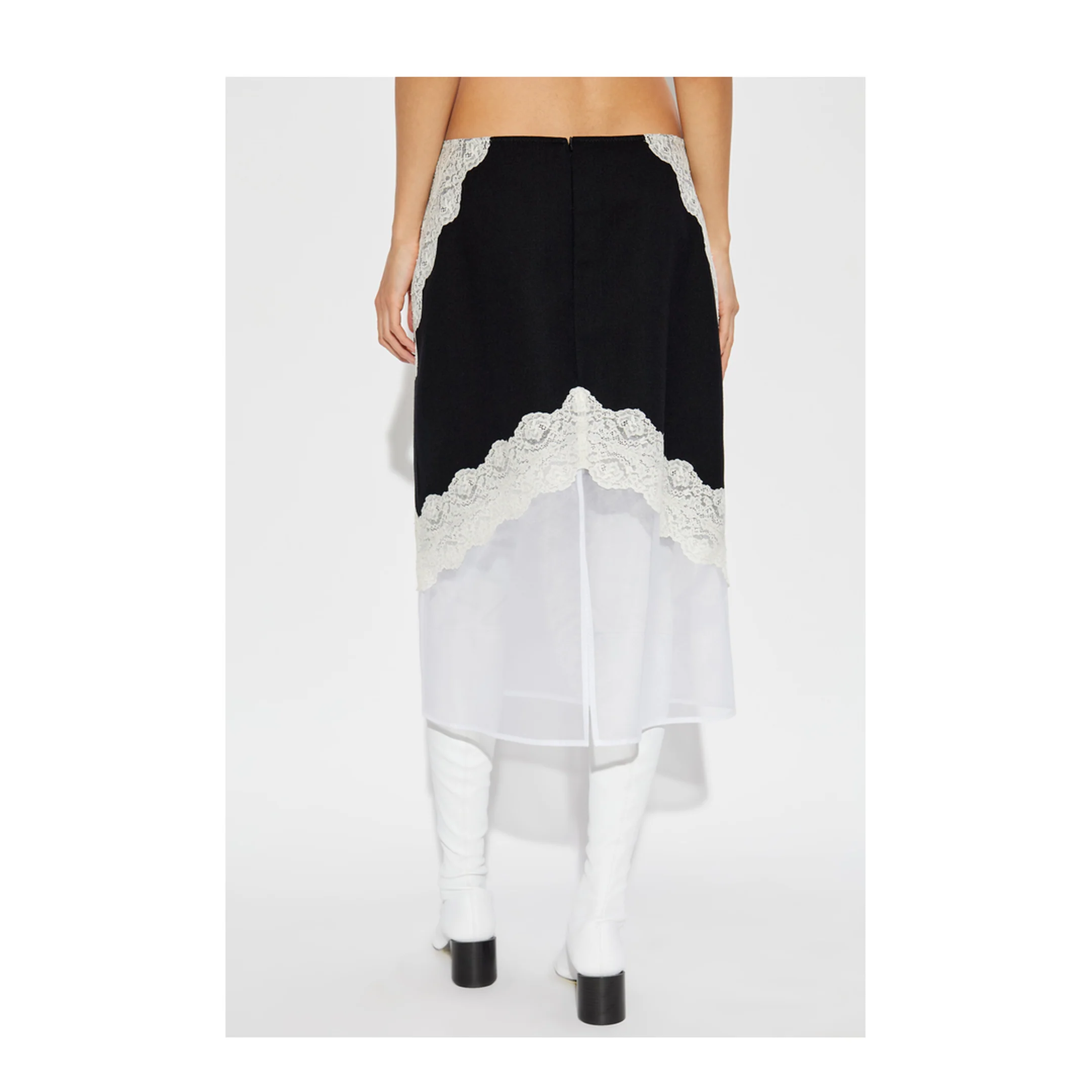 Organza Lace Wool Skirt - Black - Image 2