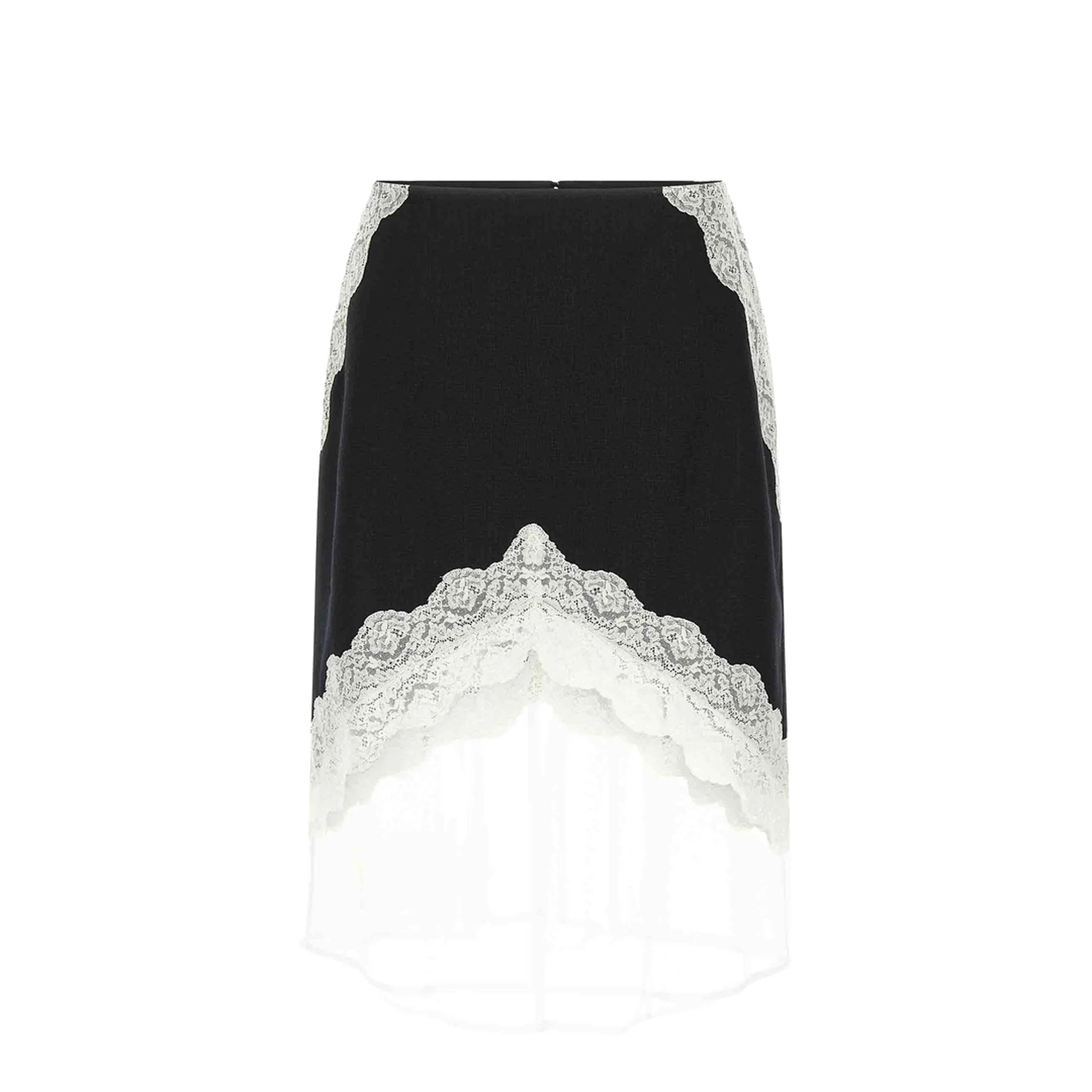 Organza Lace Wool Skirt - Black - Image 4