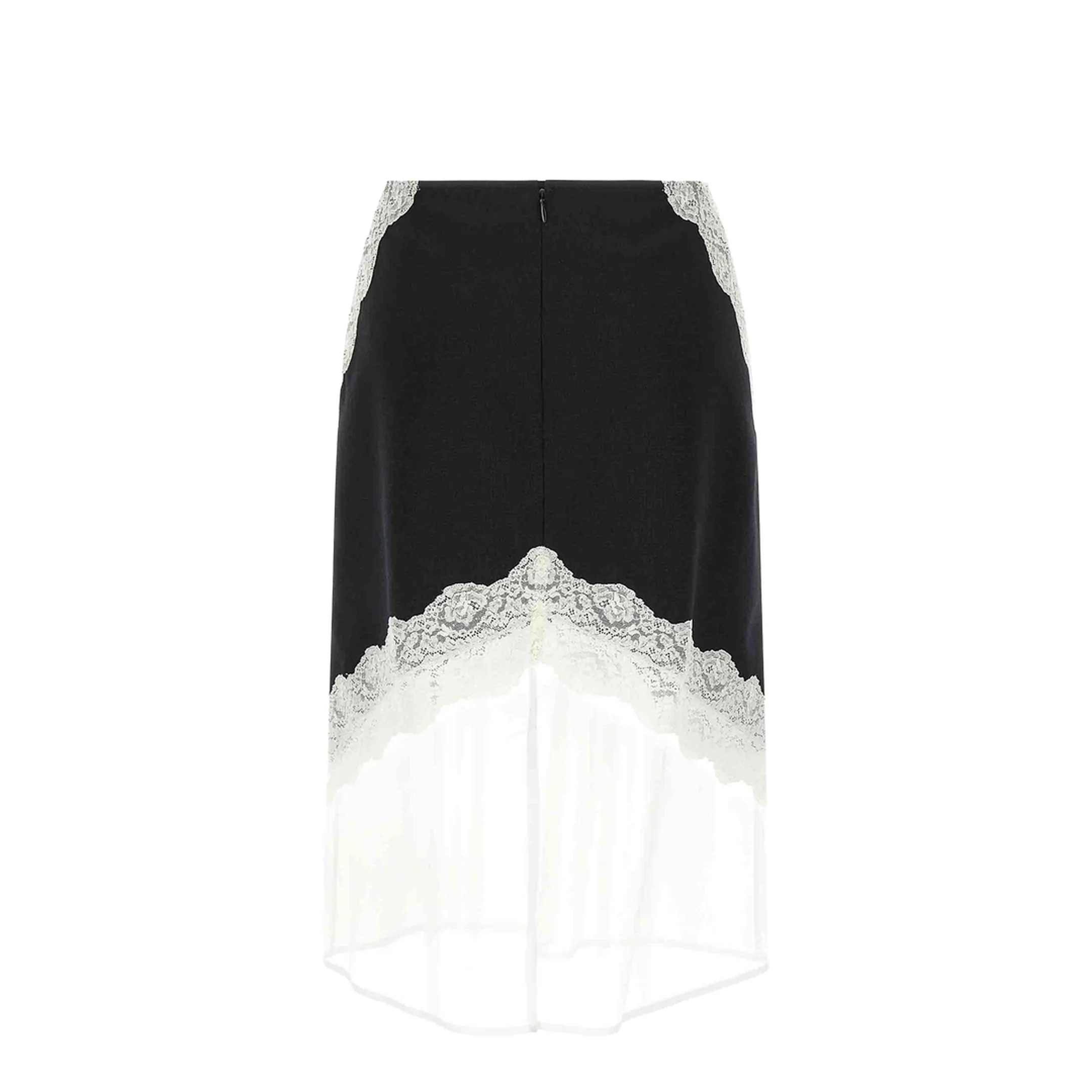 Organza Lace Wool Skirt - Black - Image 5