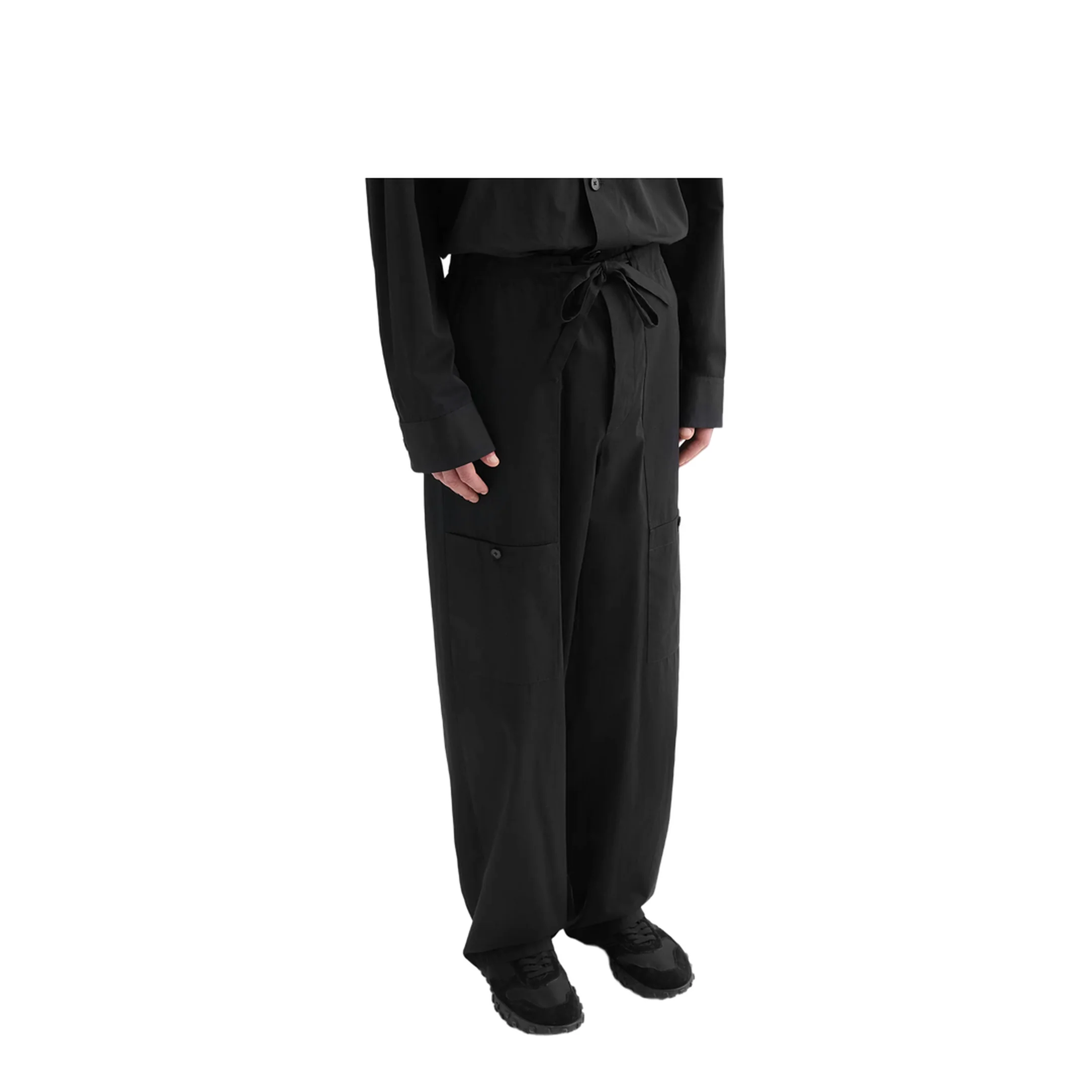 Cotton Poplin Cargo Pants Black - Image 3