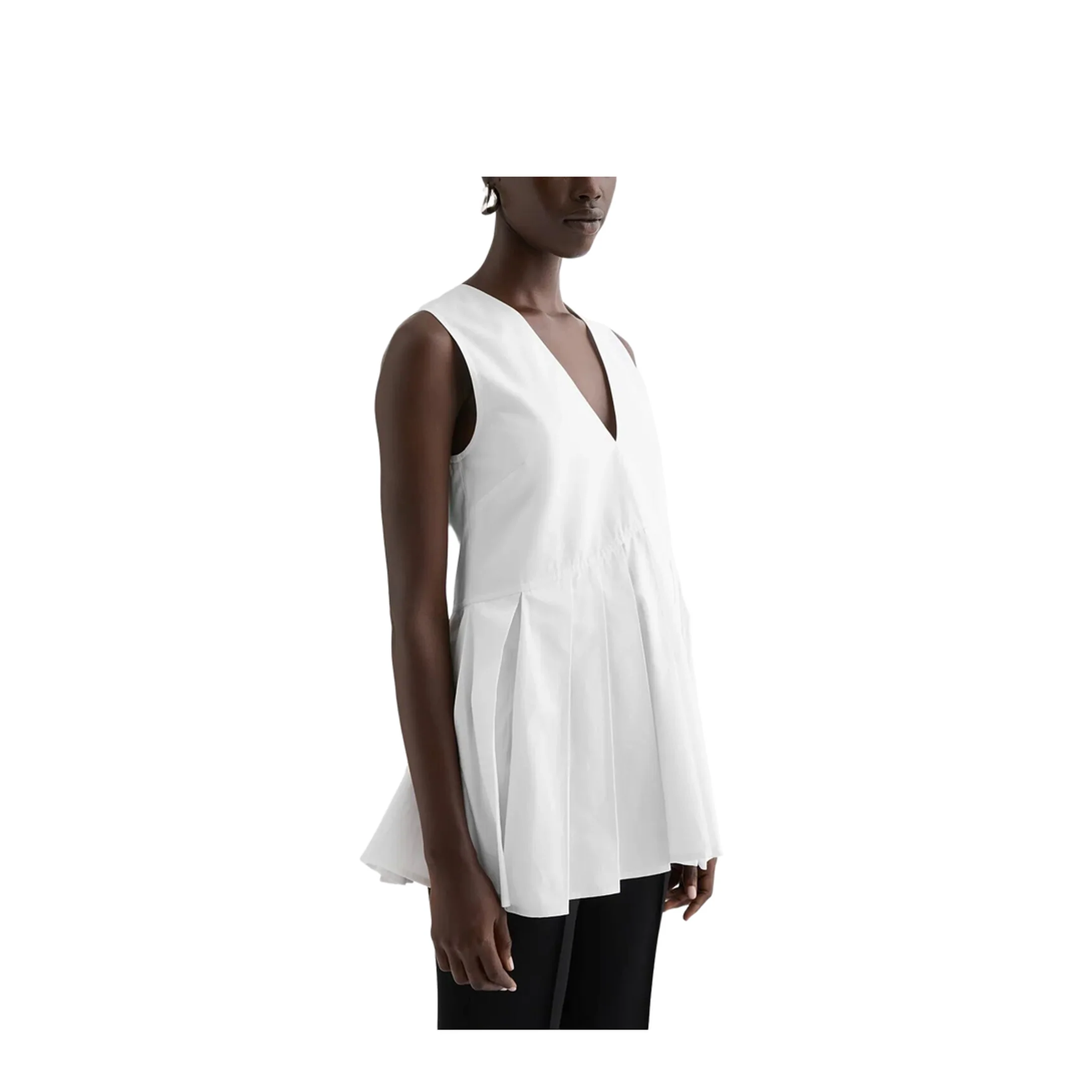 Cotton Poplin Pleated Top Woman - Image 3