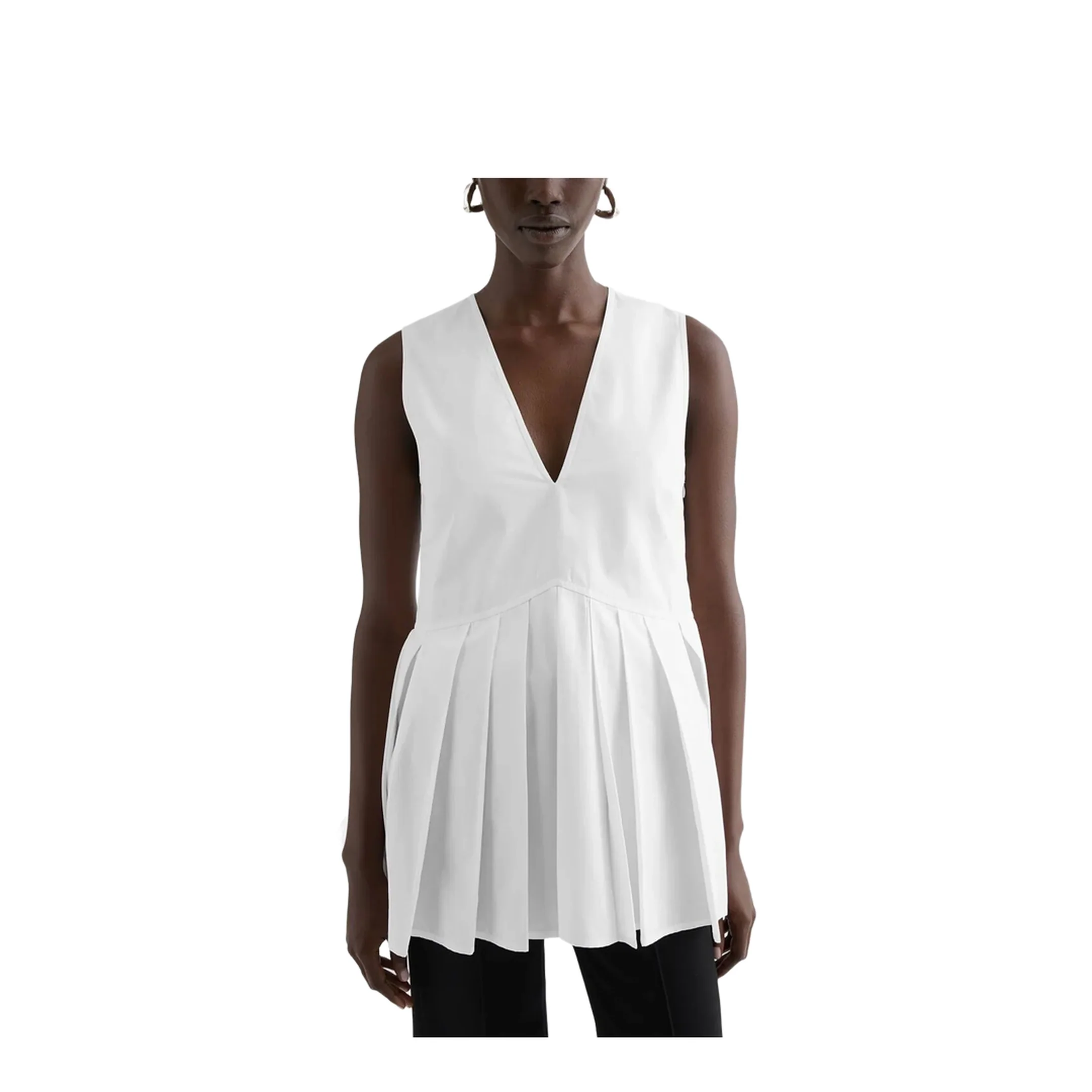 Cotton Poplin Pleated Top Woman - Image 4