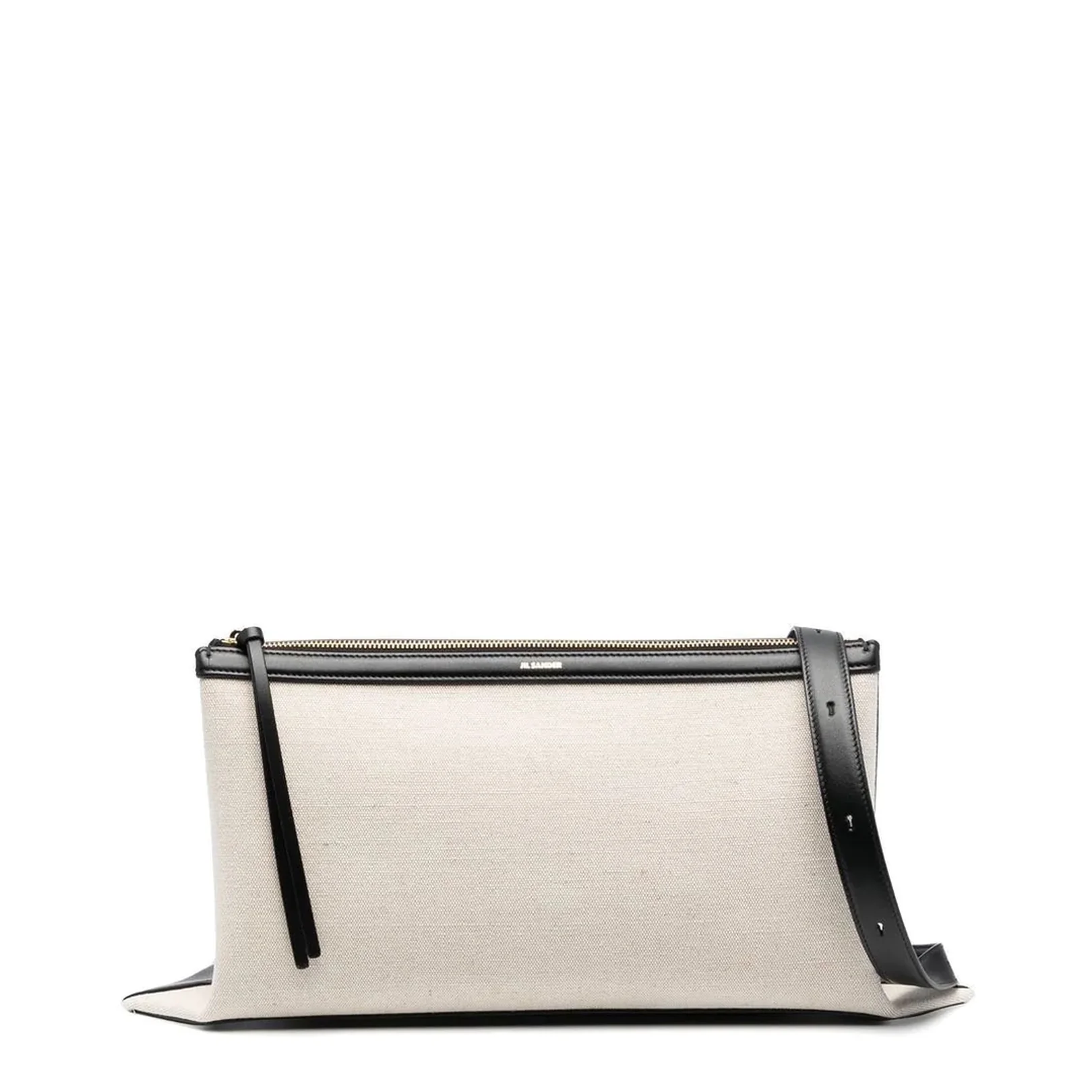 Two-Tone Canvas and Leather Medium Empire Shoulder Bag - Image 3