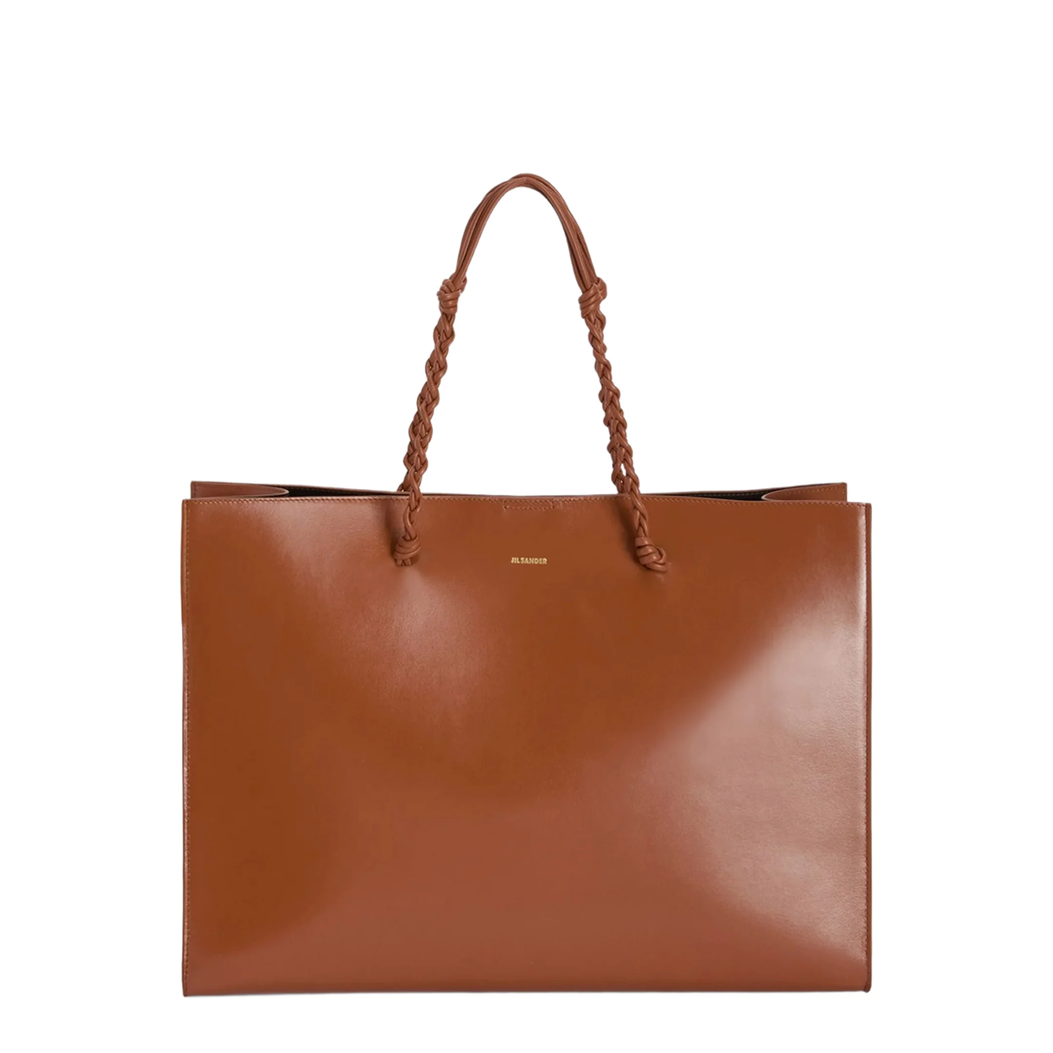 Tangle Knotted Handle Leather Tote Bag - Tan - Image 3