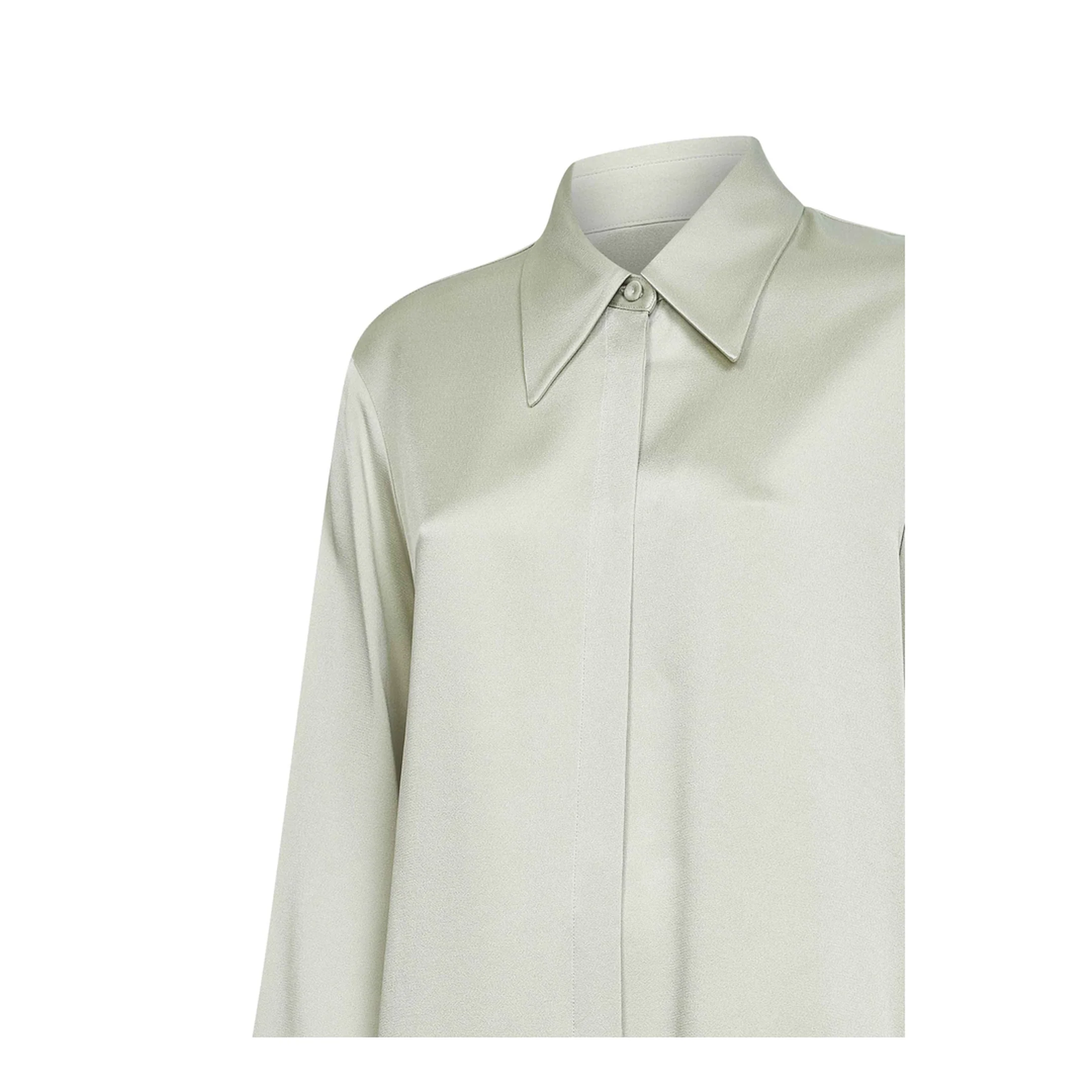 Women's Satin Shirt Green - Image 3