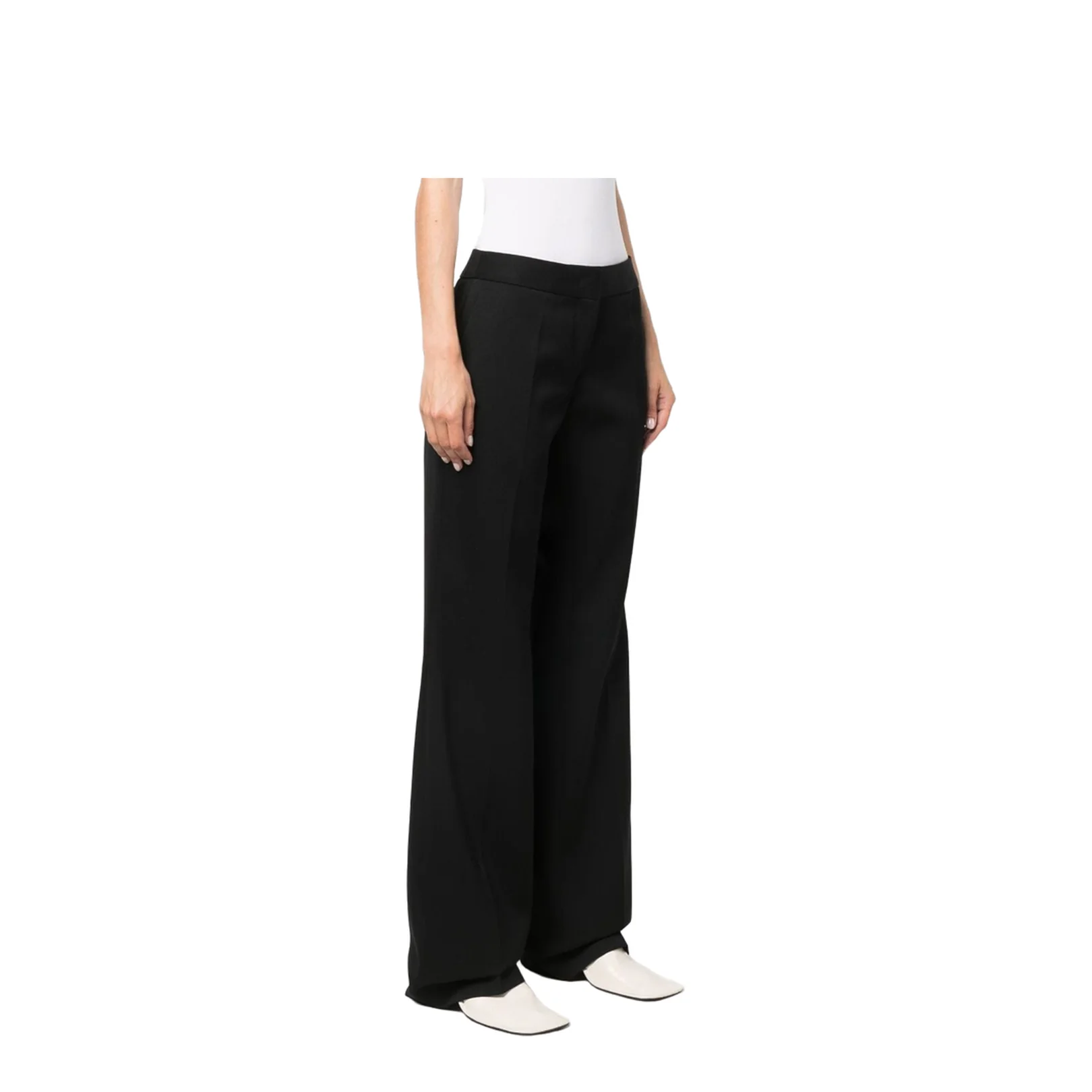 Wool Pleat-Front Trousers Black - Image 3