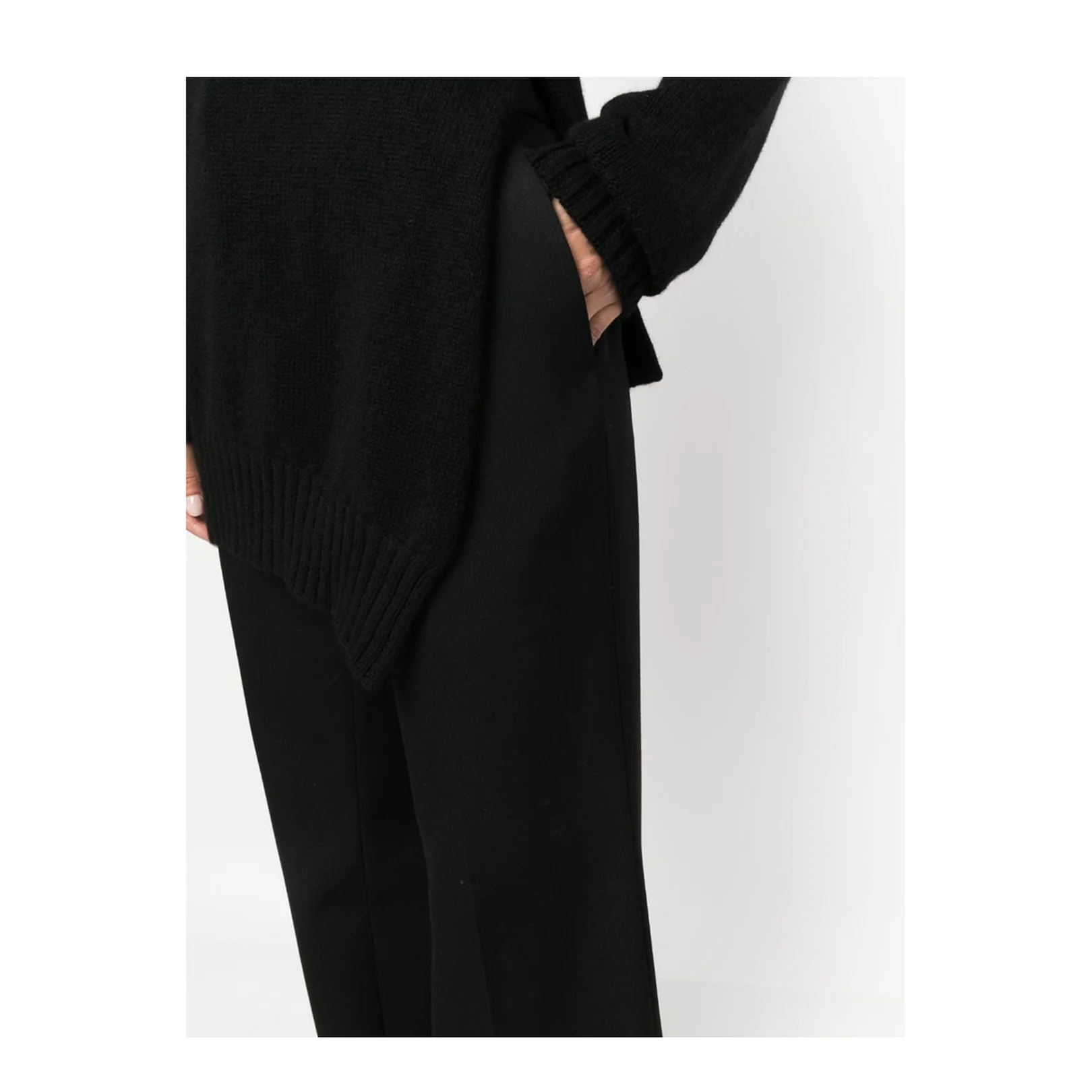 Wool Pleat-Front Trousers Black - Image 4