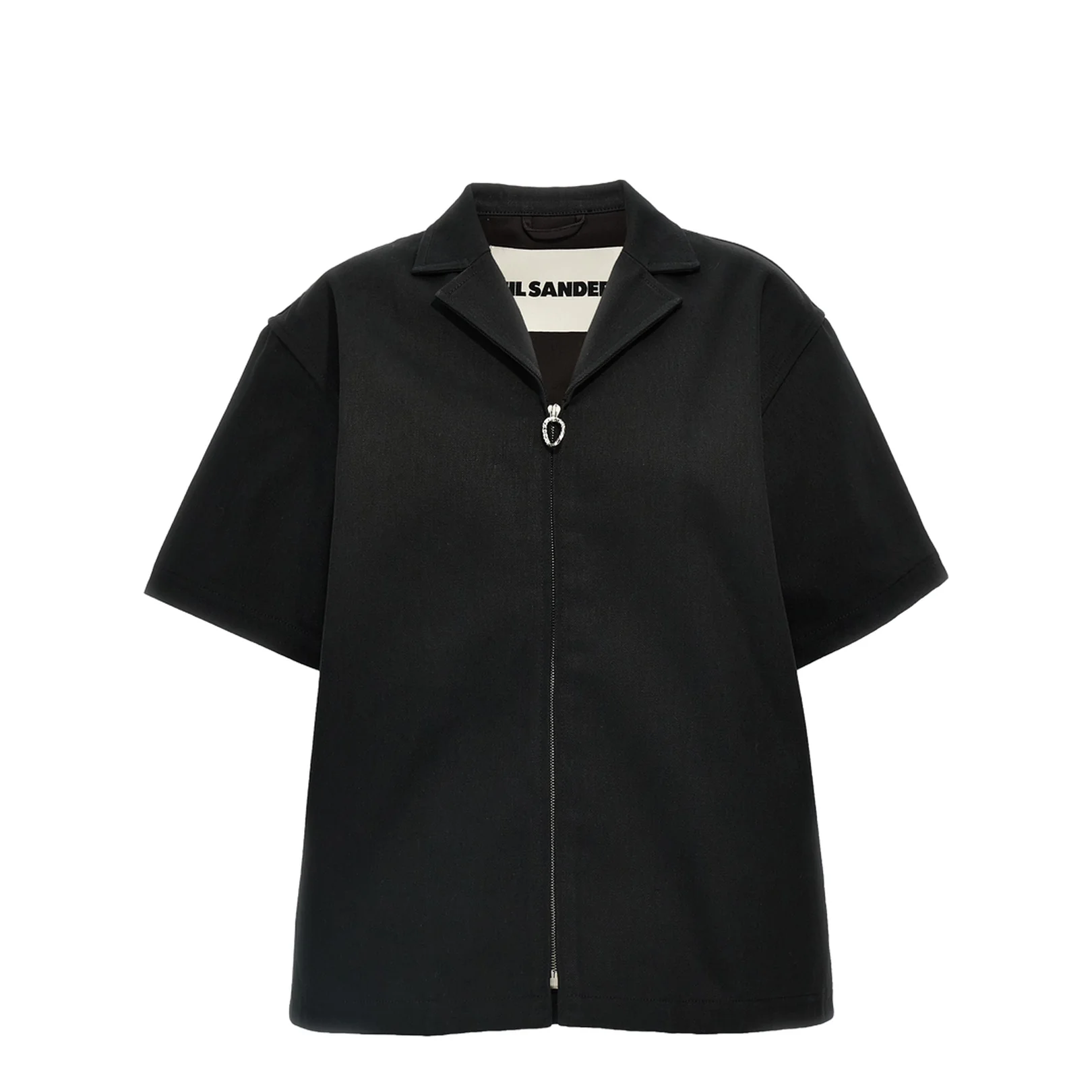 Zipper Detail Short Sleeve Shirt Black - Image 2
