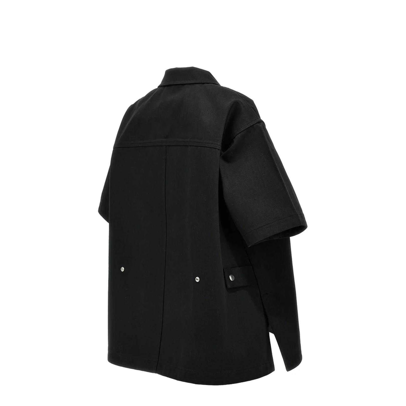 Zipper Detail Short Sleeve Shirt Black - Image 3