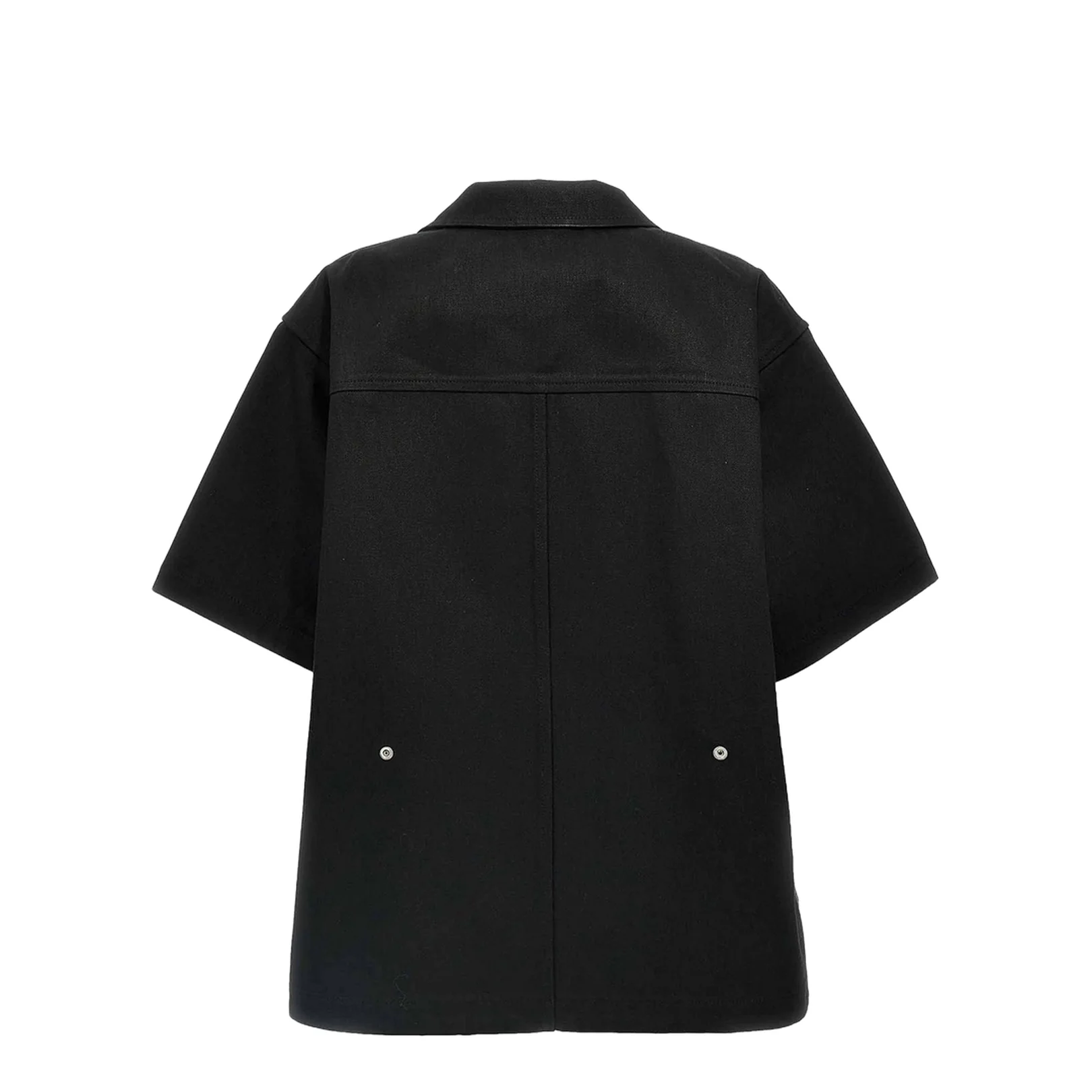 Zipper Detail Short Sleeve Shirt Black - Image 4
