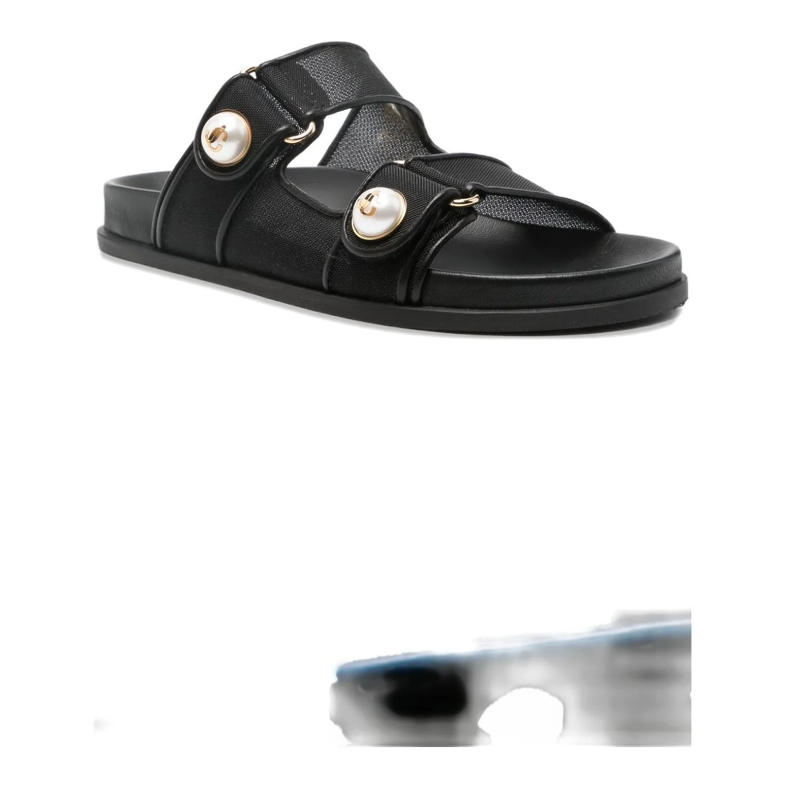 Fayence Sandal Black Mesh and Patent Leather Sandals - Image 2