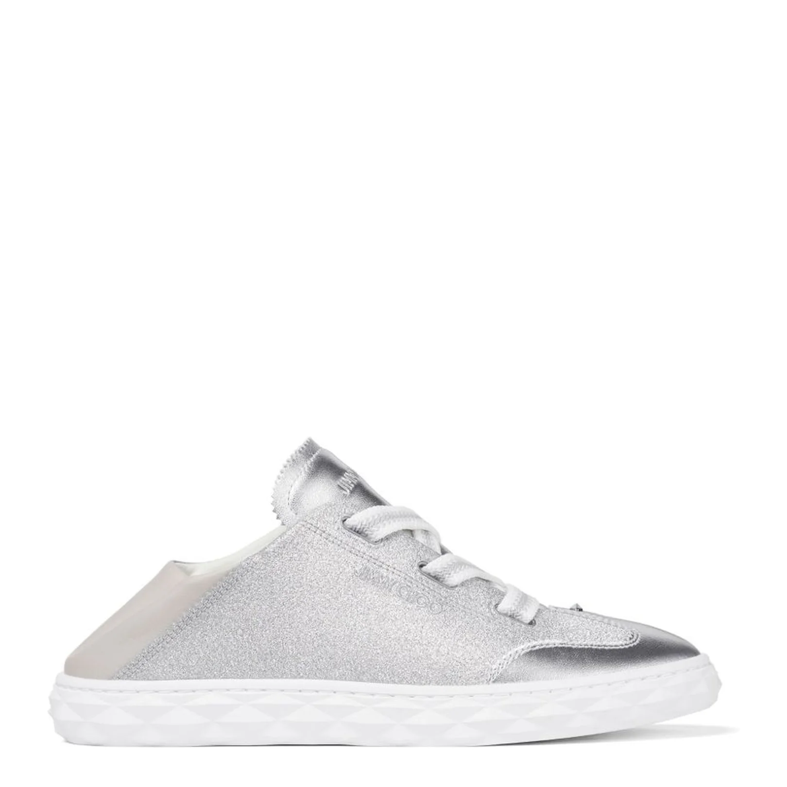 Silver Glitter Leather Trainers - Image 3