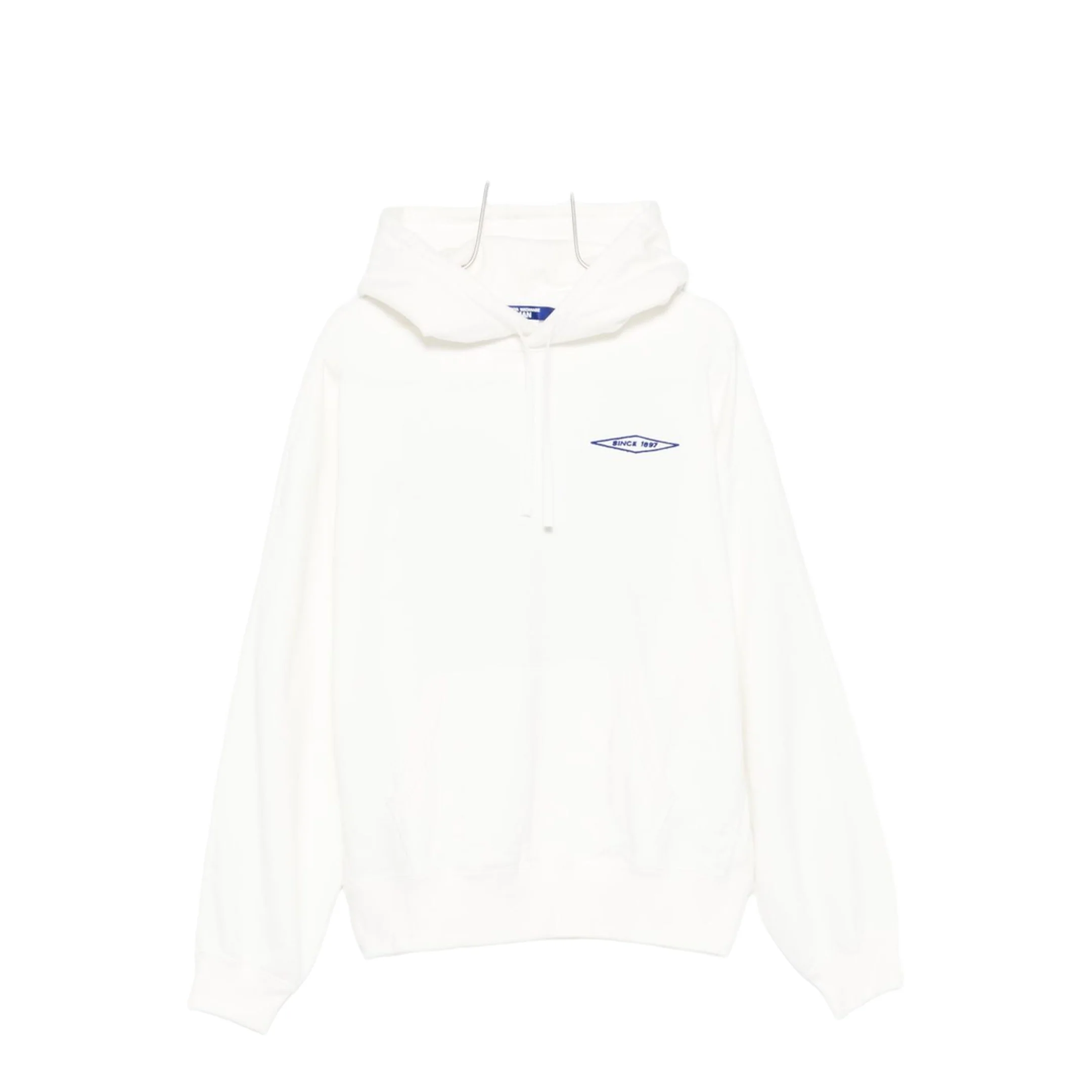 White Logo Cotton Hoodie