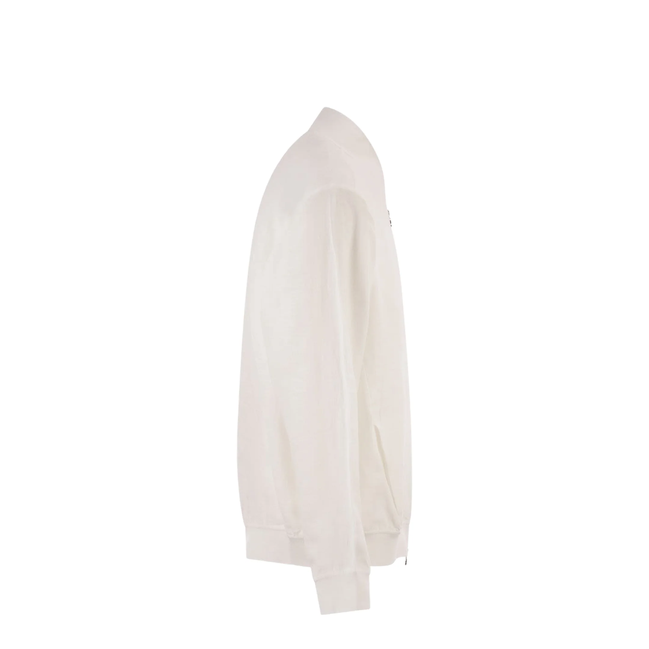 Linen Bomber Jacket White - Image 3