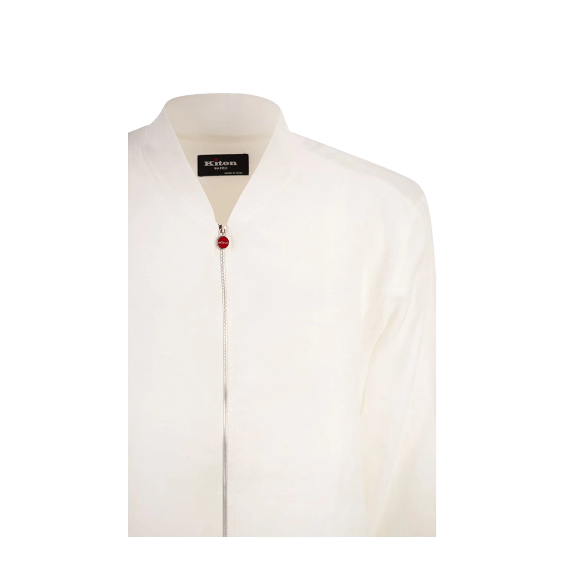 Linen Bomber Jacket White - Image 4