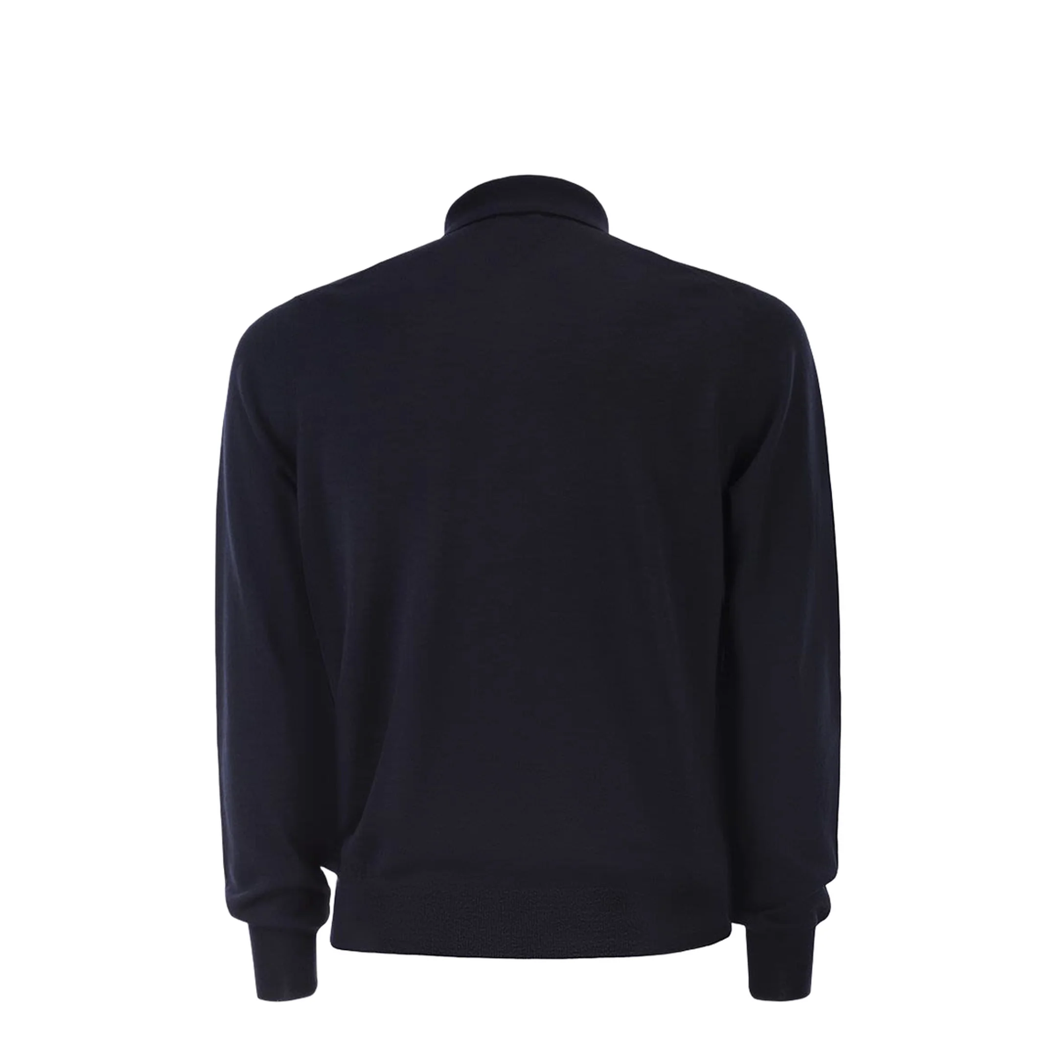 Long Sleeved Wool Polo Shirt - Navy - Image 2