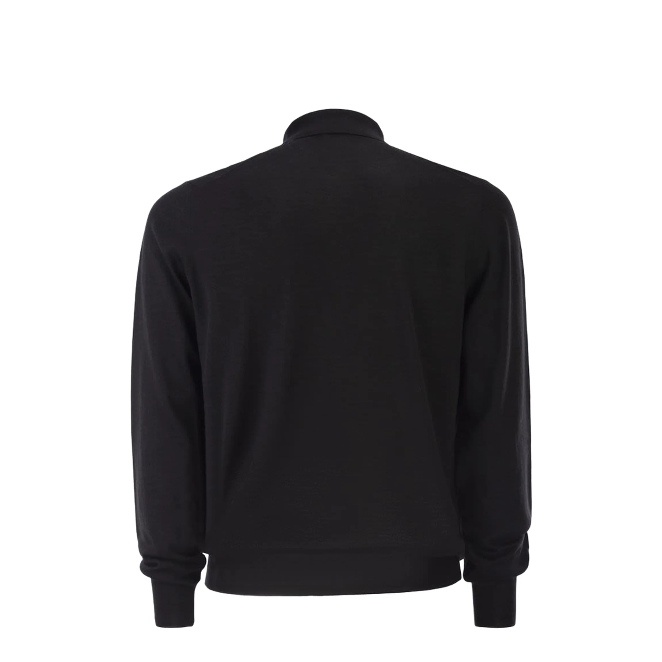 Long Sleeved Wool Polo Shirt - Black - Image 2