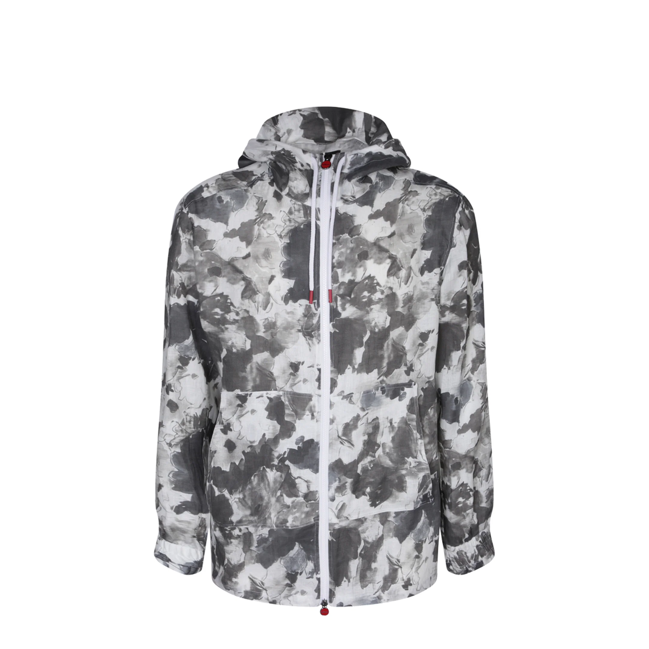 Zip Hoodie Gray White Pattern