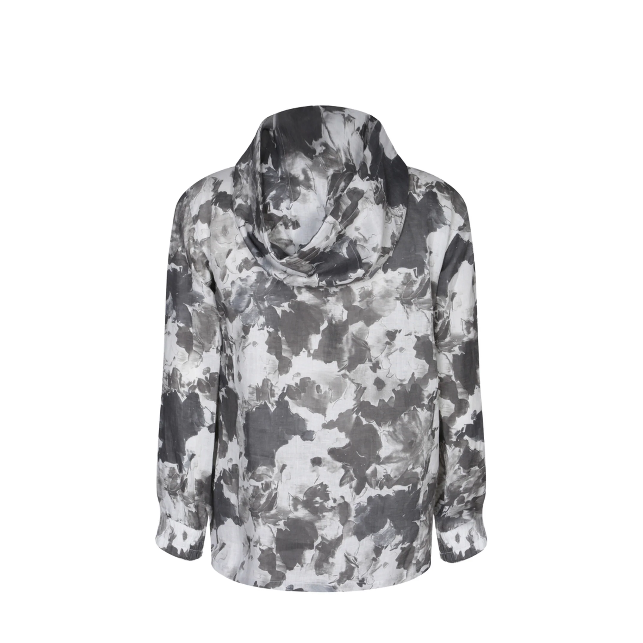 Zip Hoodie Gray White Pattern - Image 2