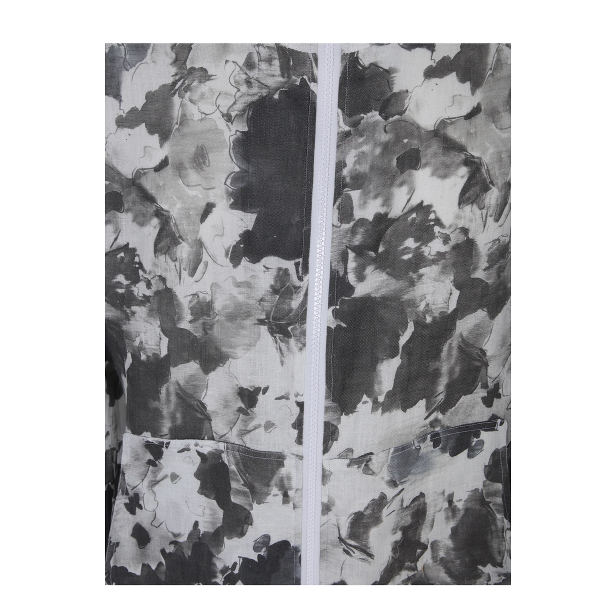 Zip Hoodie Gray White Pattern - Image 3