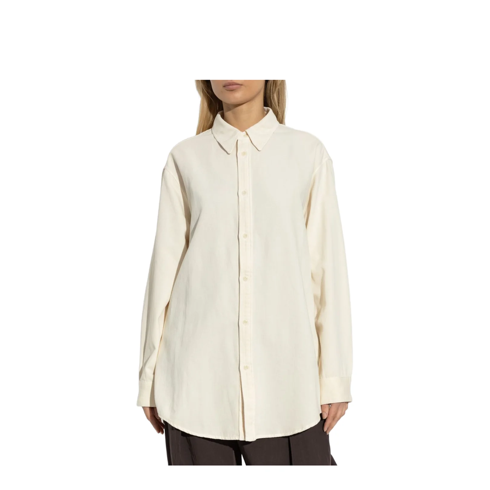 Light Beige Front Button Fastening Classic Collar Drop Shoulder Buttoned Cuffs - Image 4